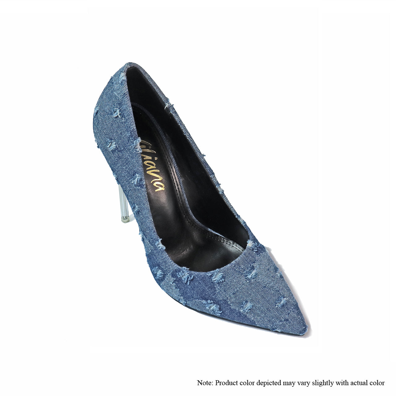 MARKEL-2 DENIM POINTED TOE PUMP W/ BLADE HEEL - DARK DENIM