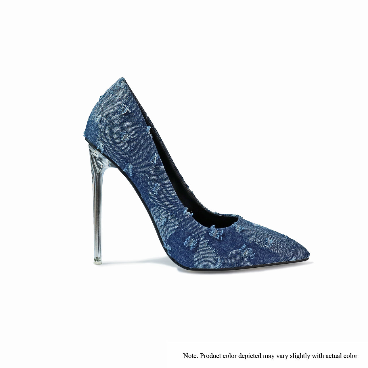 MARKEL-2 DENIM POINTED TOE PUMP W/ BLADE HEEL - DARK DENIM