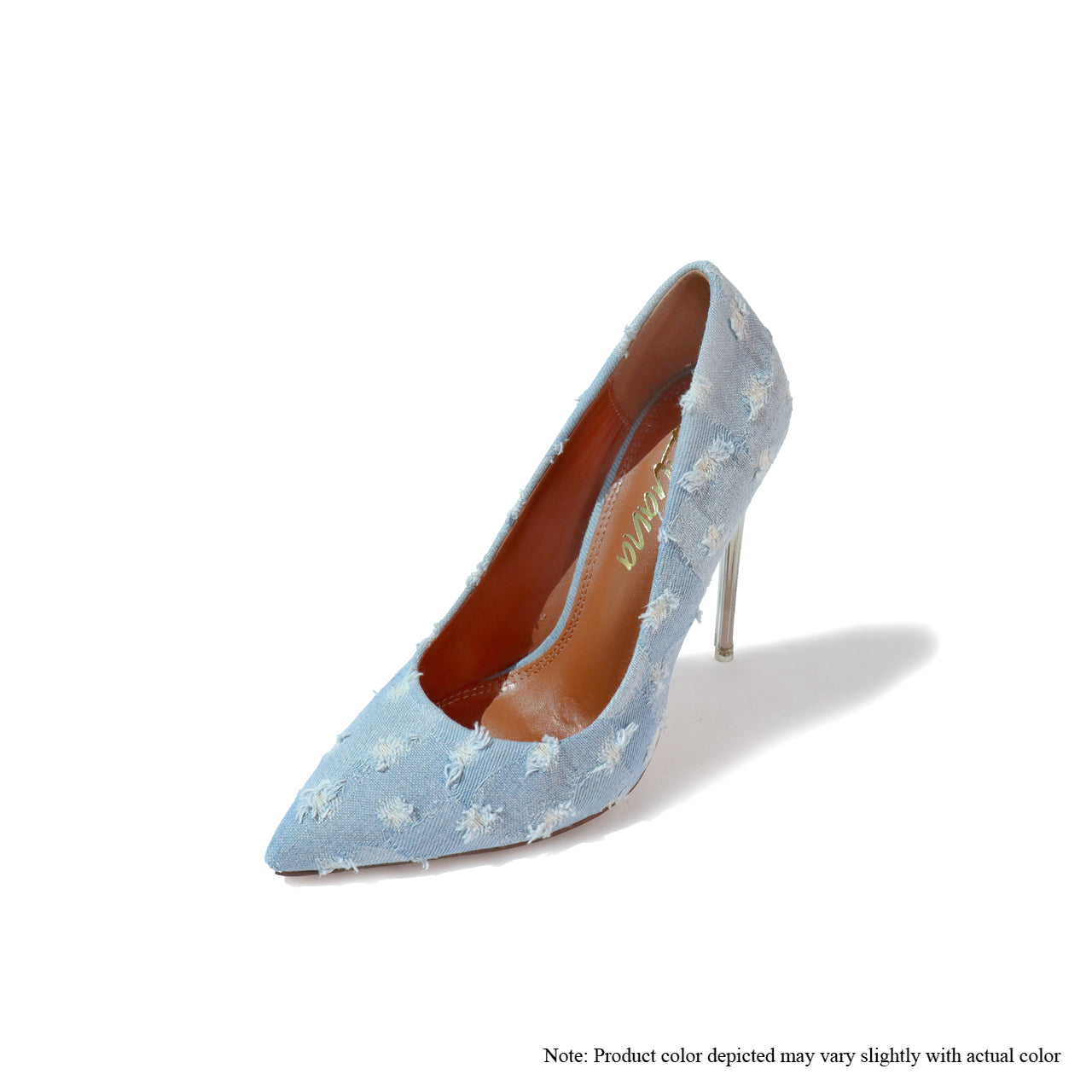 MARKEL-2 DENIM POINTED TOE PUMP W/ BLADE HEEL - DARK DENIM