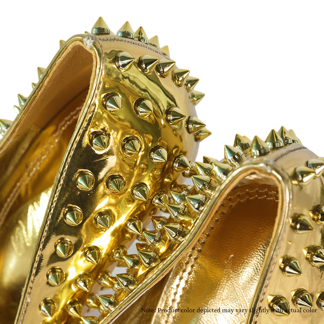 MARKEL-3 POINTED TOE PUMP WITH SPIKES-STILETTO-GOLD