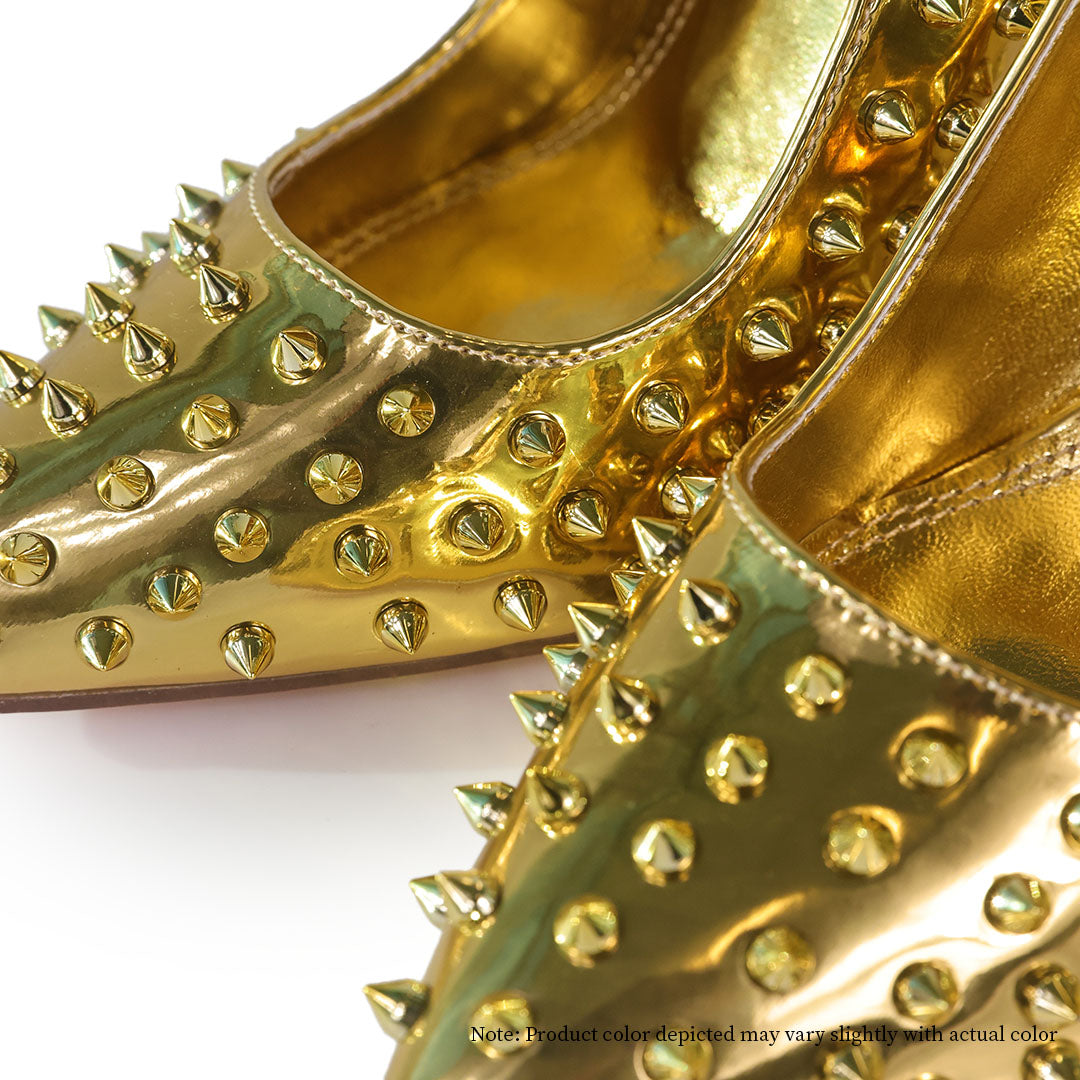 MARKEL-3 POINTED TOE PUMP WITH SPIKES-STILETTO-GOLD