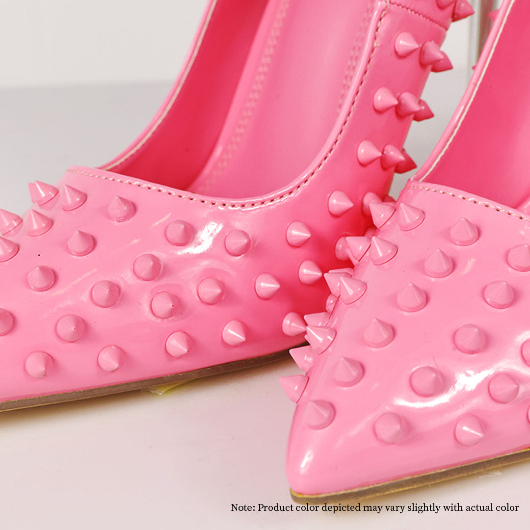 MARKEL-3 POINTED TOE PUMP WITH SPIKES-STILETTO-PINK