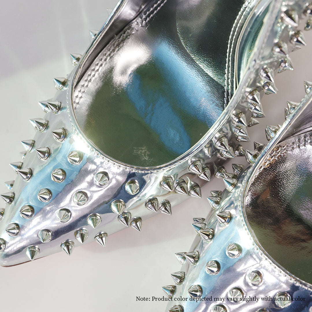 MARKEL-3 POINTED TOE PUMP WITH SPIKES-STILETTO-SILVER