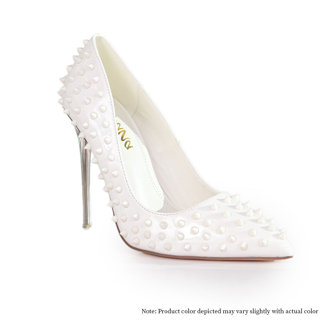 MARKEL-3 POINTED TOE PUMP WITH SPIKES-STILETTO-WHITE