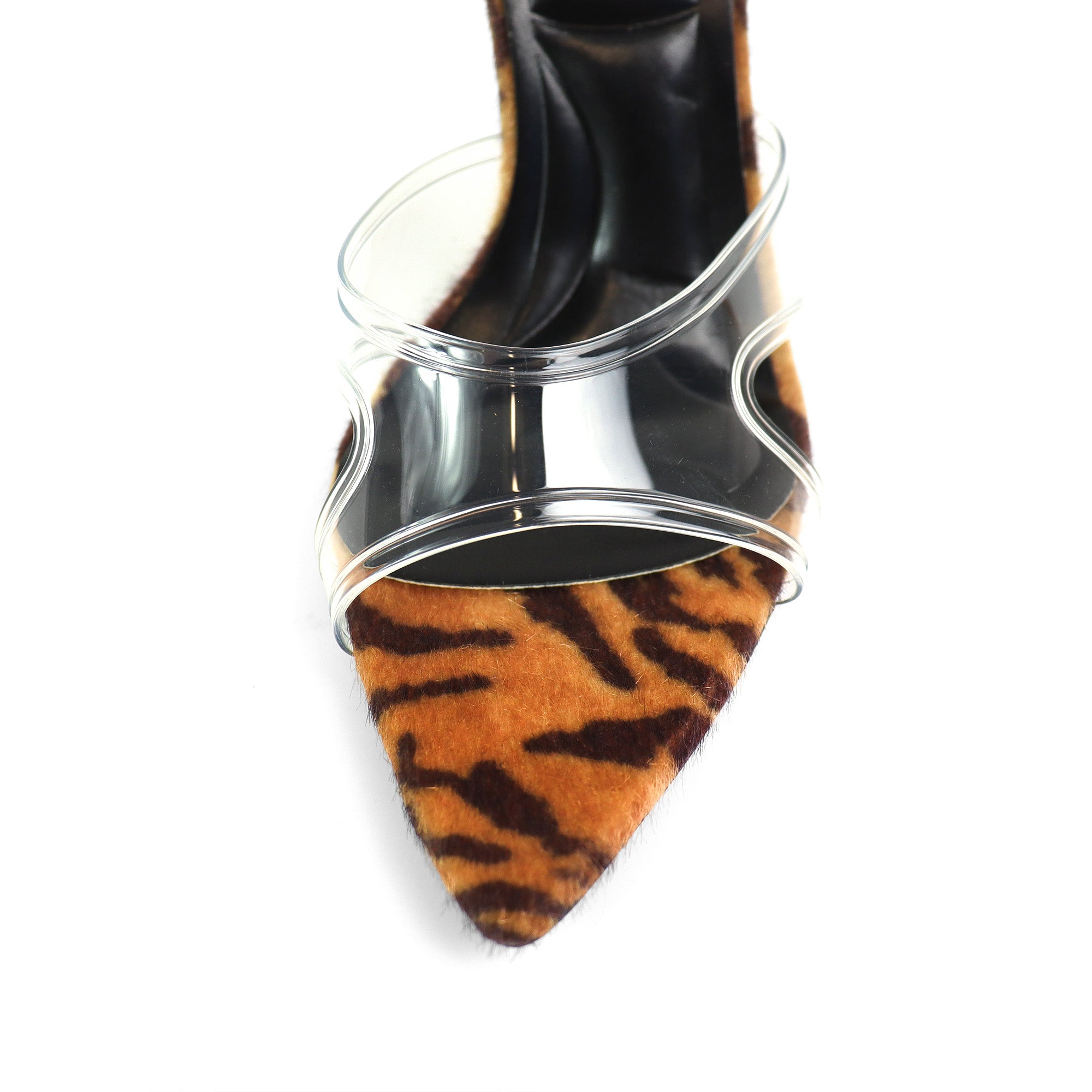 MARLIA-1 POINTED TOE VINY MULE HEEL TIGER
