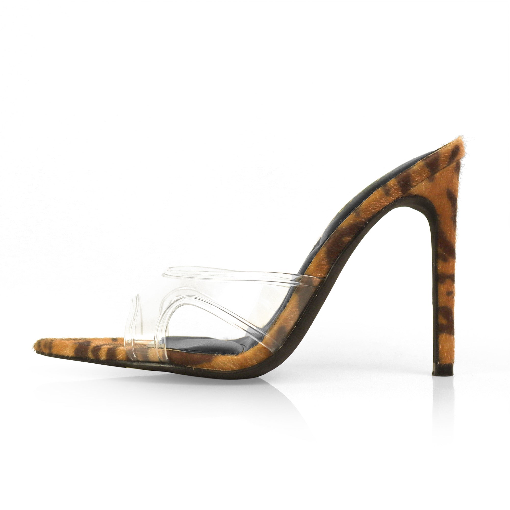 MARLIA-1 POINTED TOE VINY MULE HEEL TIGER