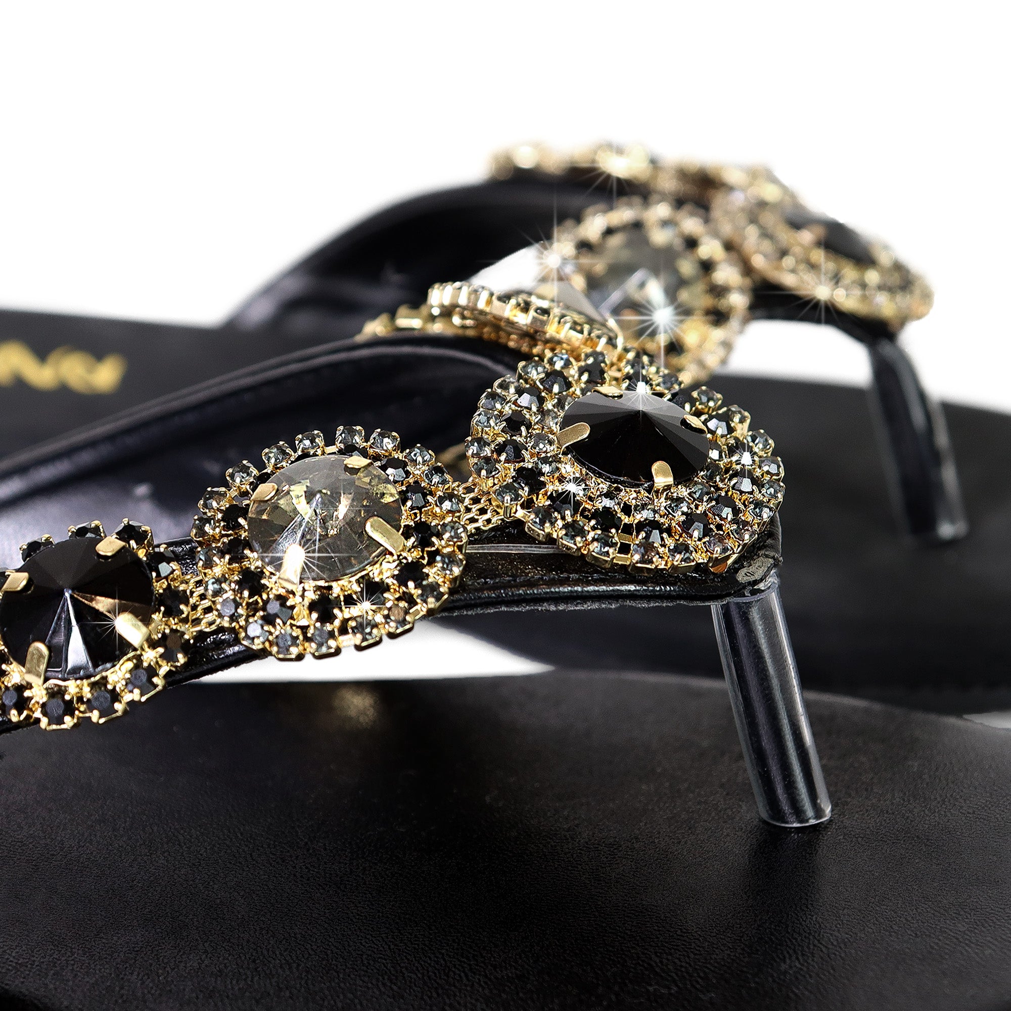 MARLO-191 THONG SANDAL W/RHINESTONE EMBELLISHMENT BLACK