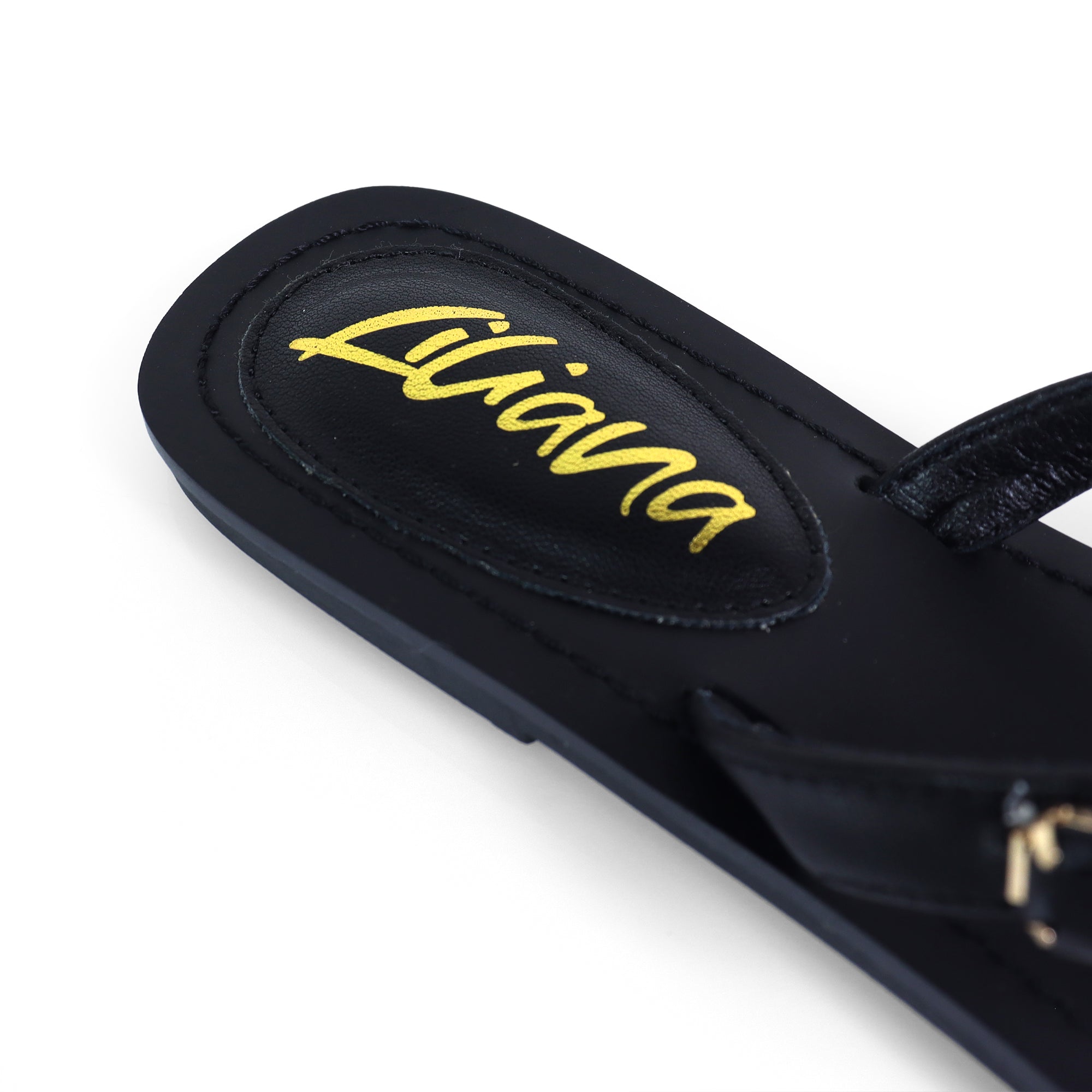 MARLO-256 COLOR STONE DETAIL THONG SANDAL BLACK