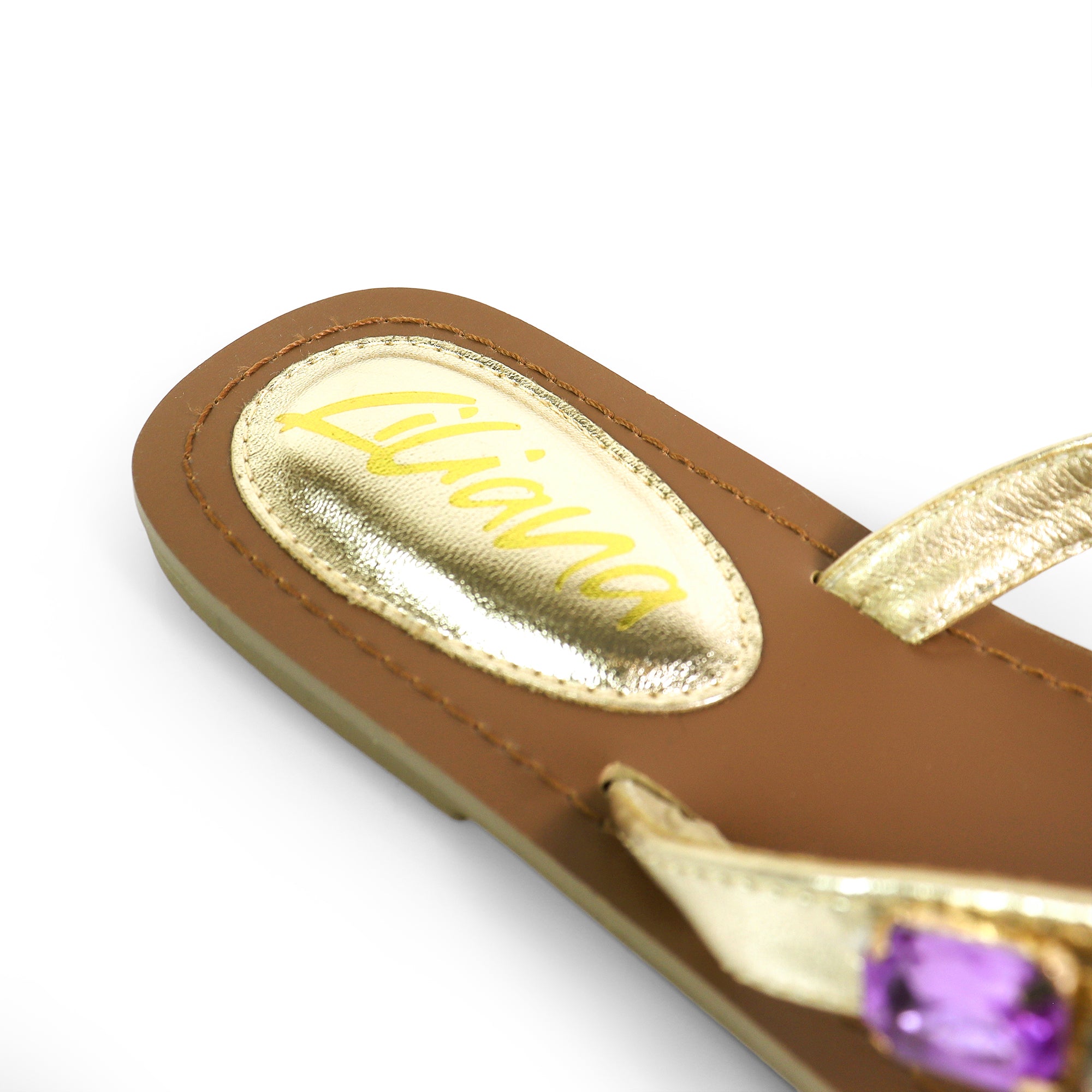 MARLO-256 COLOR STONE DETAIL THONG SANDAL GOLD