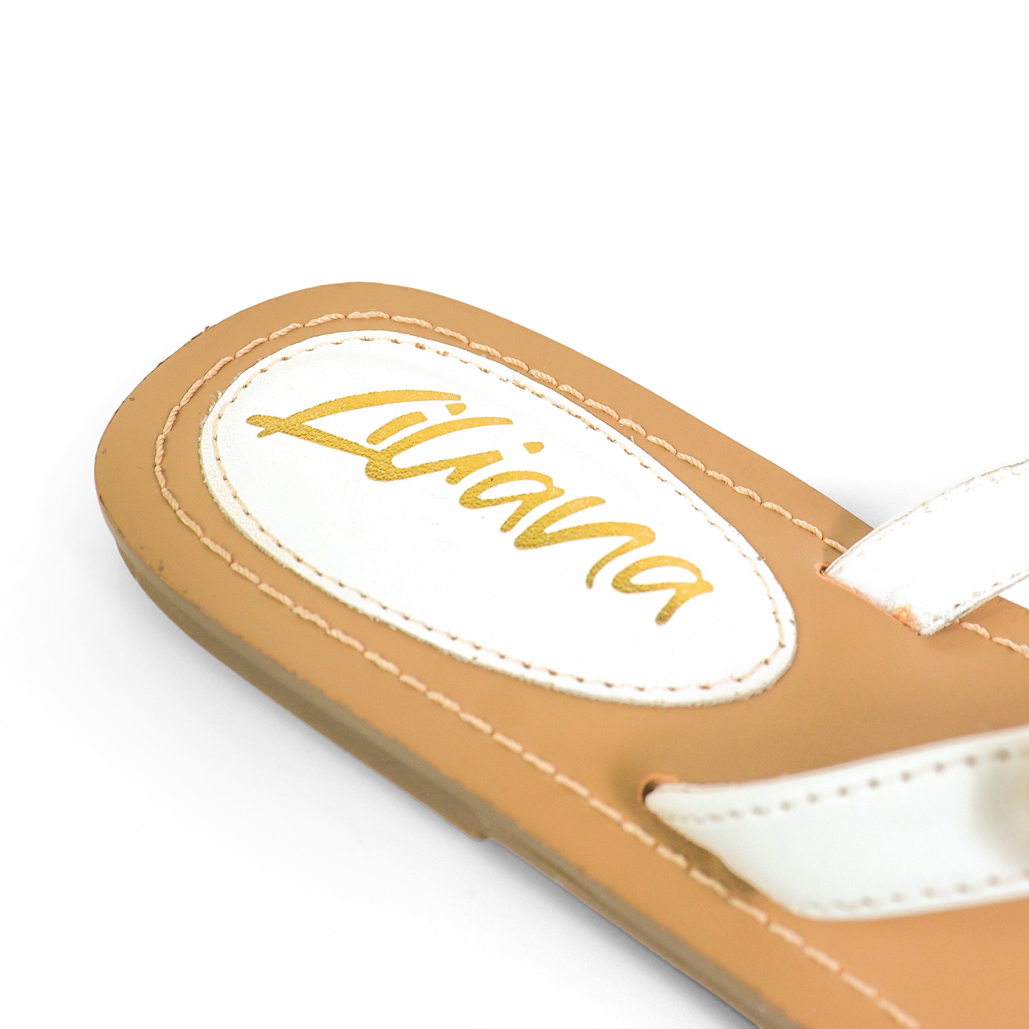MARLO-256 COLOR STONE DETAIL THONG SANDAL WHITE