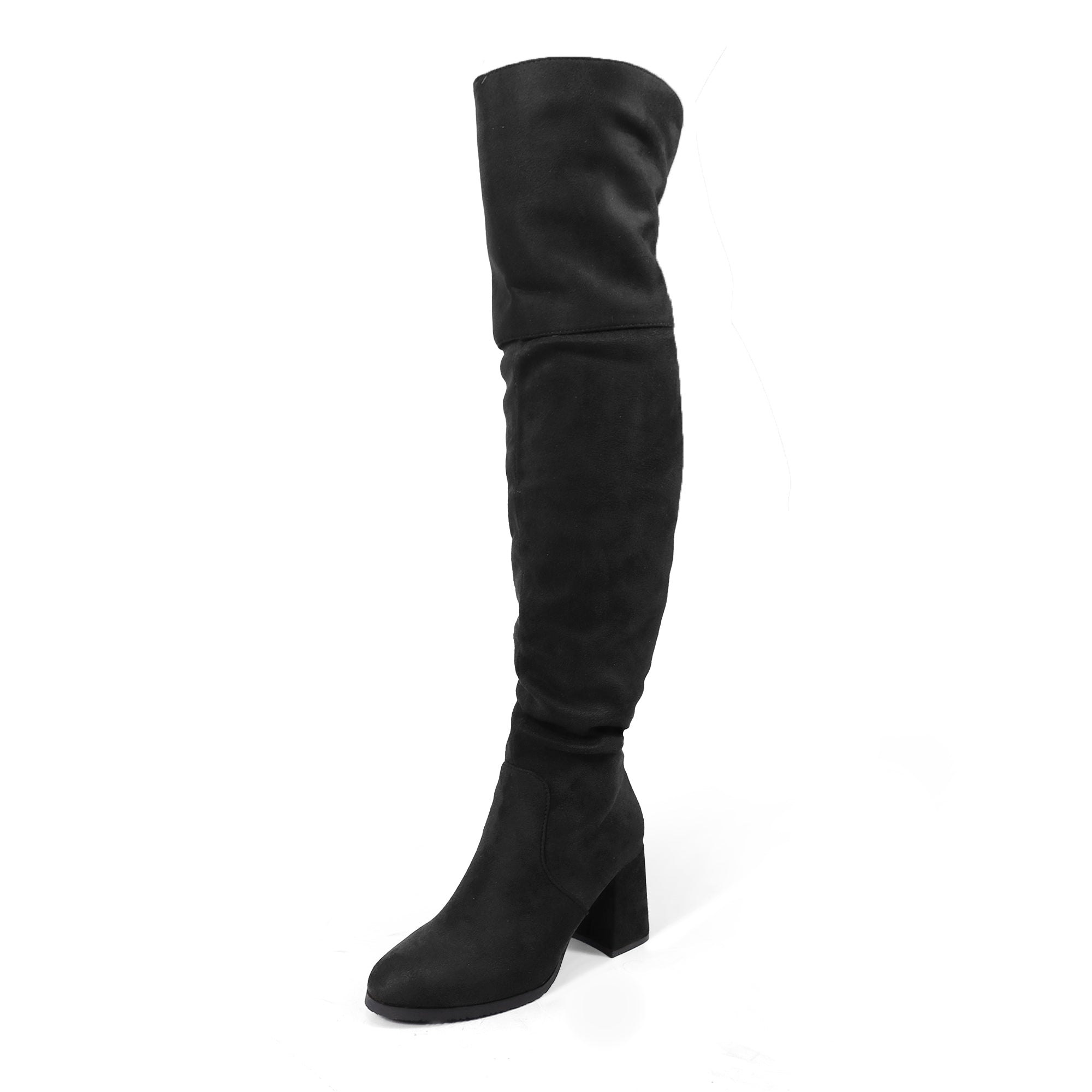 MARTELLA-1 OVER KNEE SUEDE W/ CHUNCKY HEEL BLACK