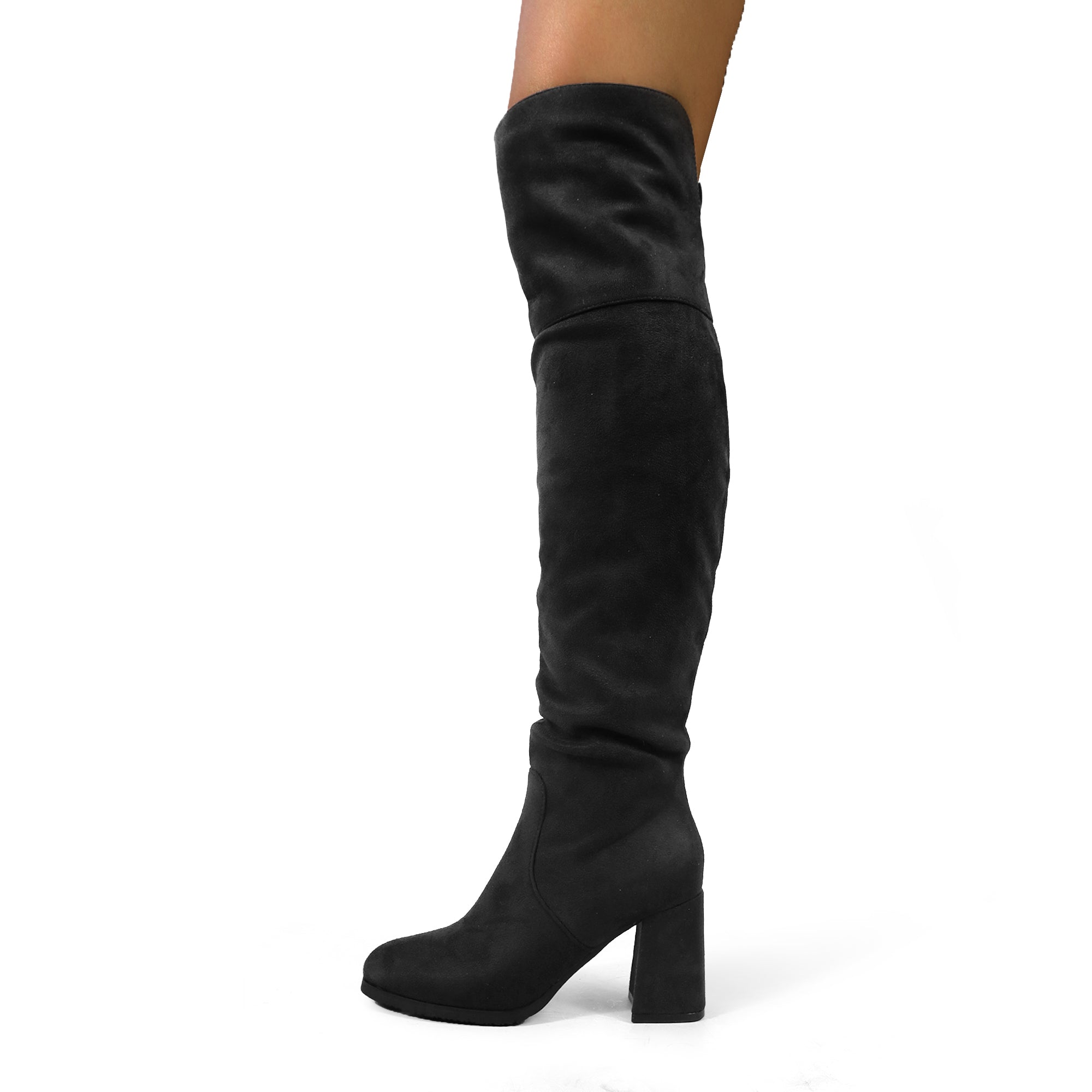 MARTELLA-1 OVER KNEE SUEDE W/ CHUNCKY HEEL BLACK