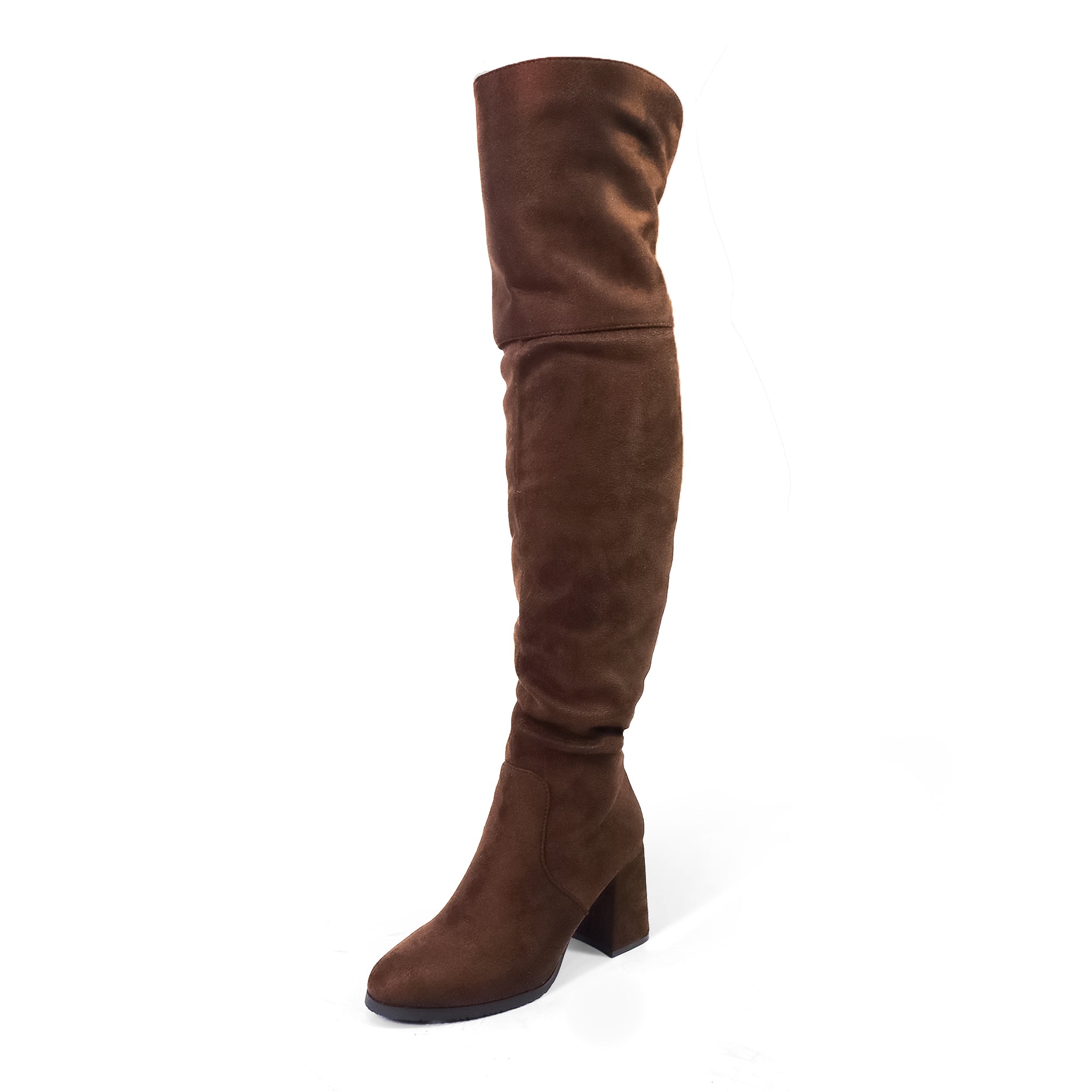 MARTELLA-1 OVER KNEE SUEDE W/ CHUNCKY HEEL CHOCOLATE