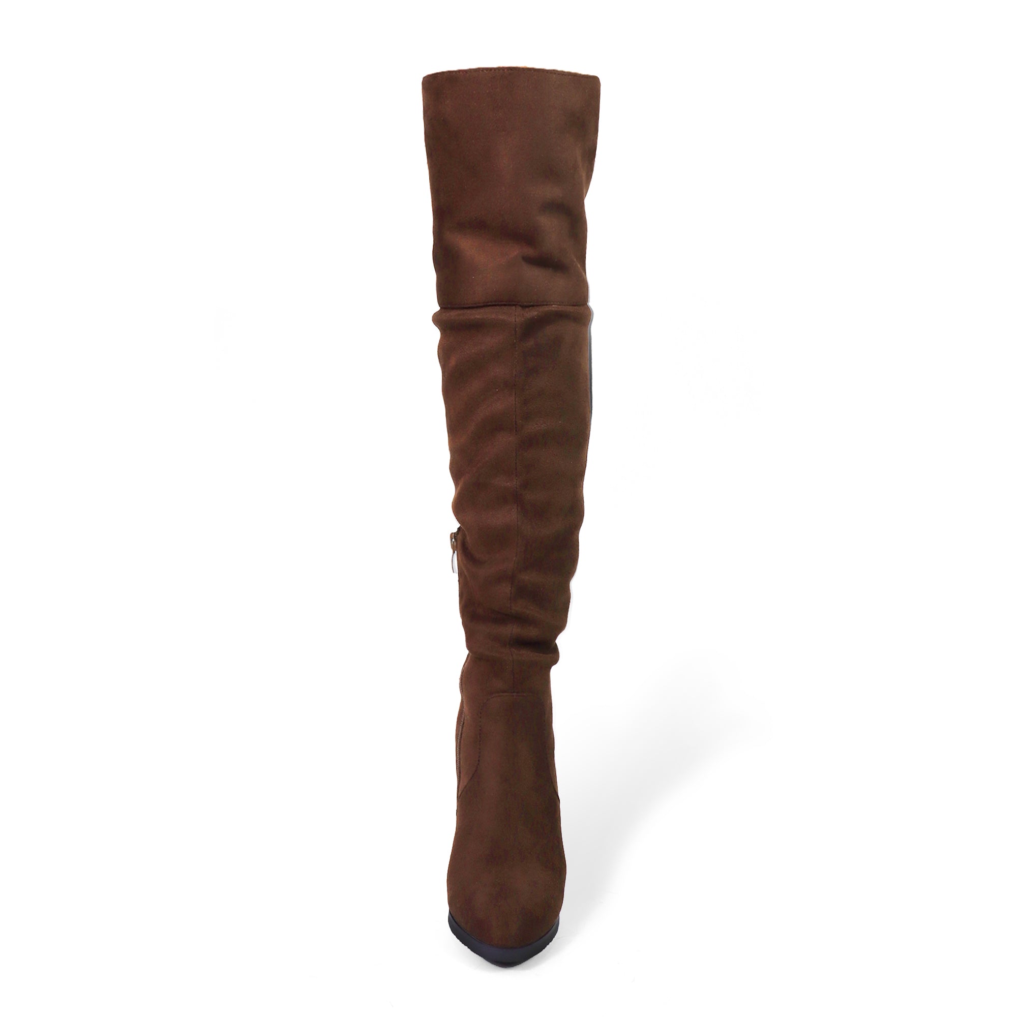 MARTELLA-1 OVER KNEE SUEDE W/ CHUNCKY HEEL CHOCOLATE