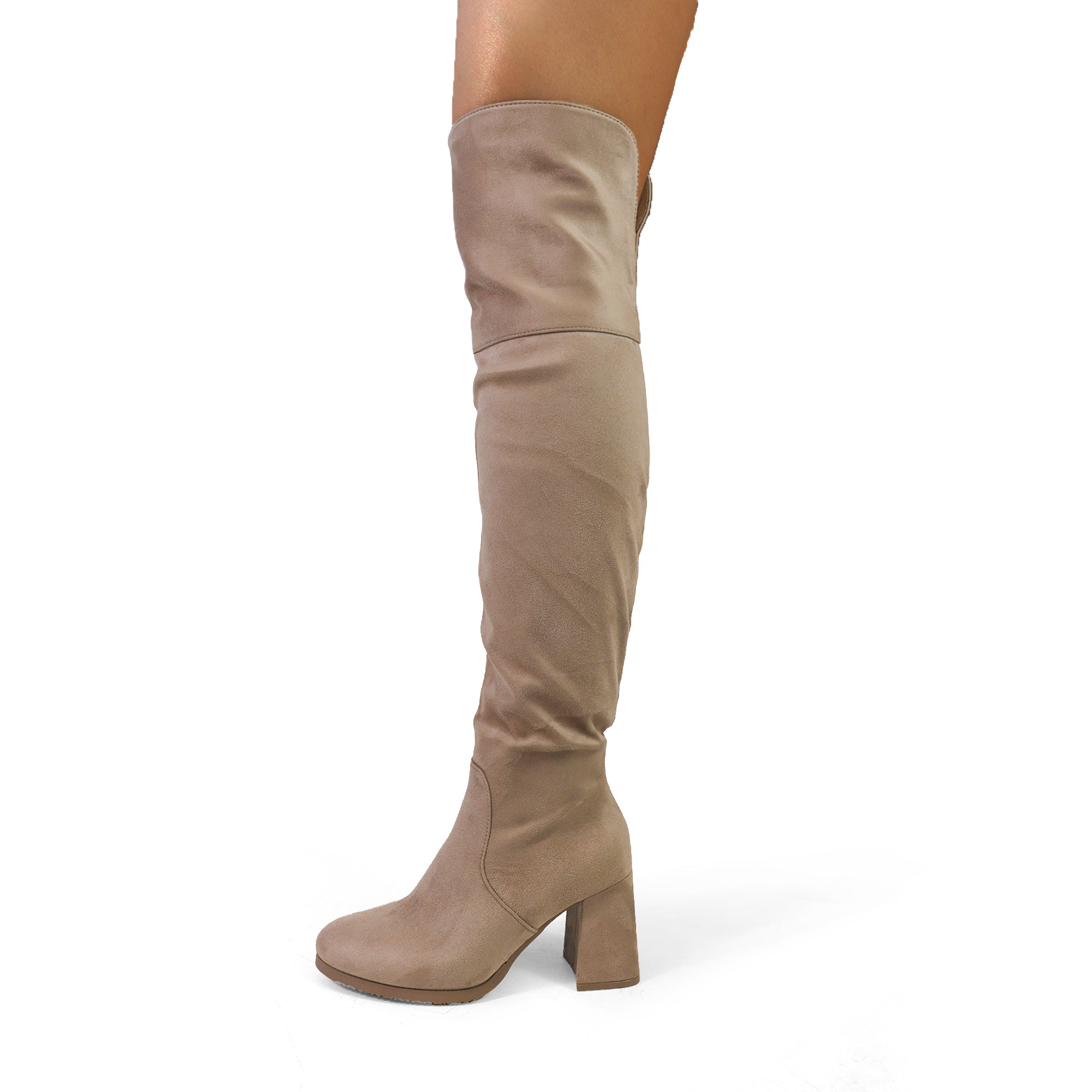 MARTELLA-1 OVER KNEE SUEDE W/ CHUNCKY HEEL TAUPE
