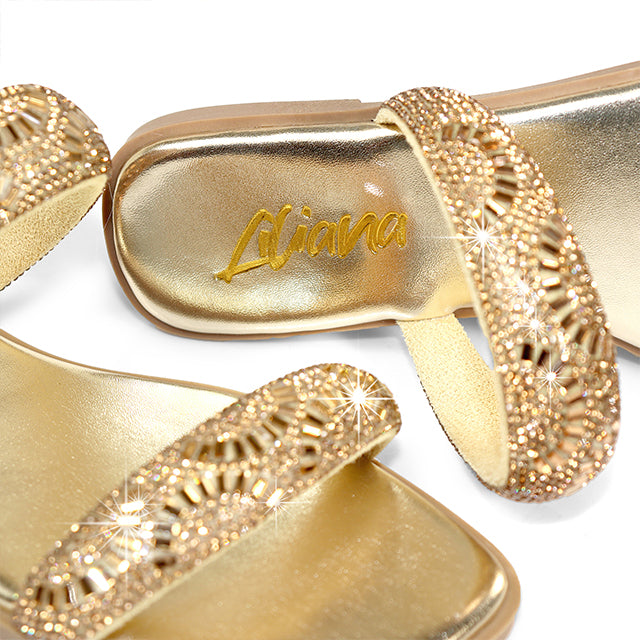 MASA-2 OPEN TOE RHINESTONE DUO BAND SANDSAL GOLD