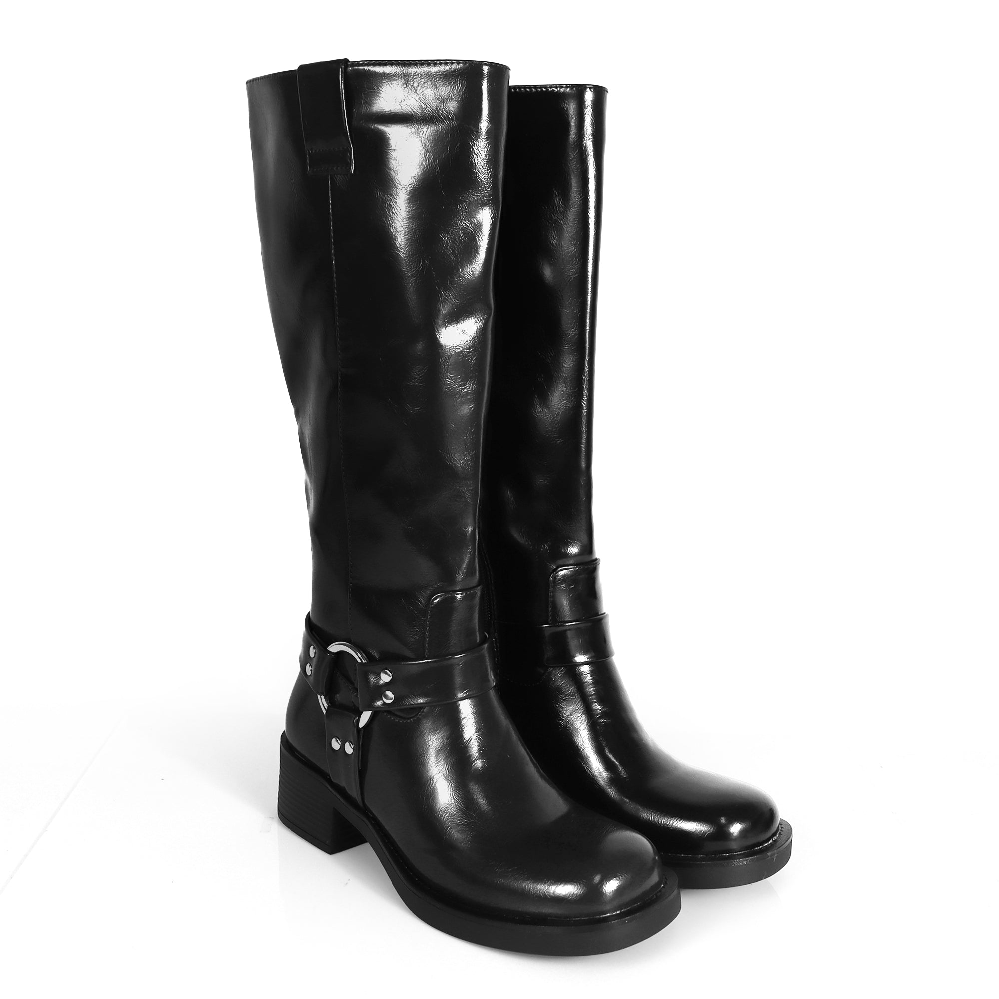 MATEO-1 CLOSED TOE KNEE HIGH BOOTS BLACK