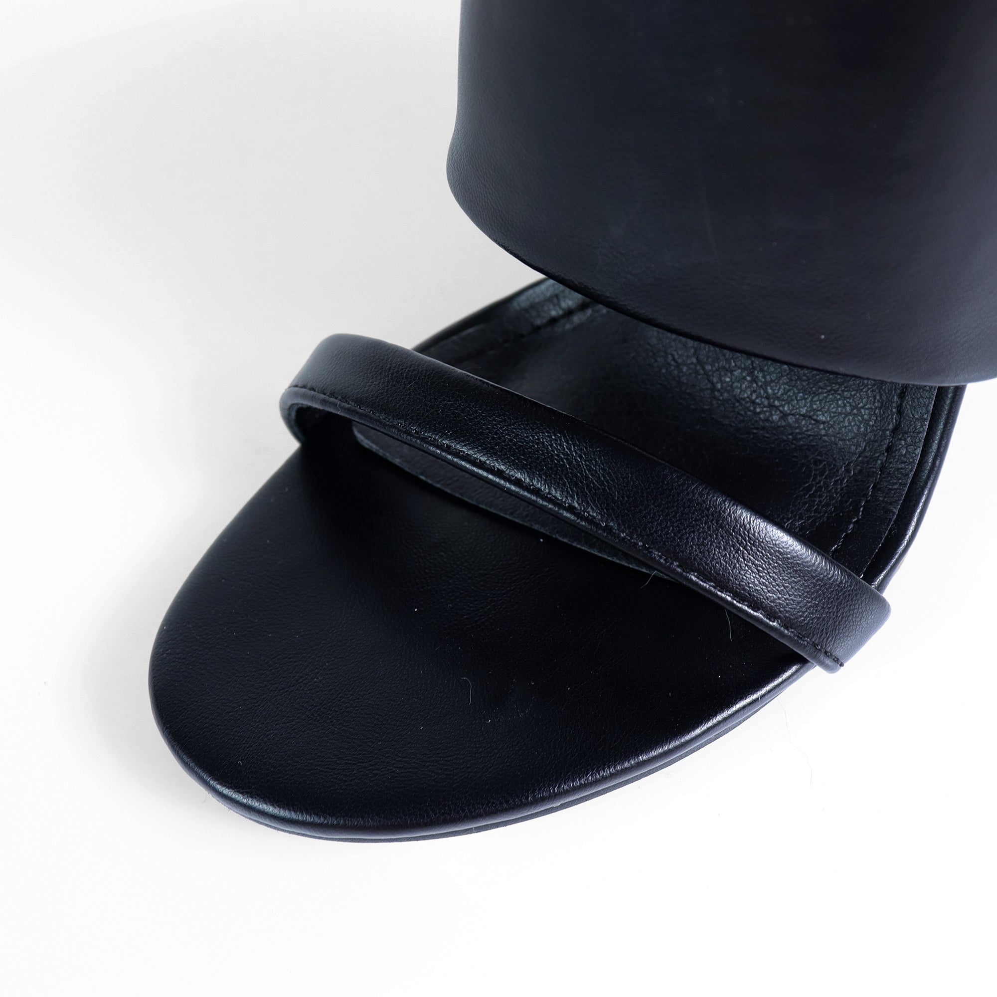 MAVERICK-1 OPEN TOE WEDGE SANDAL BLACK PU
