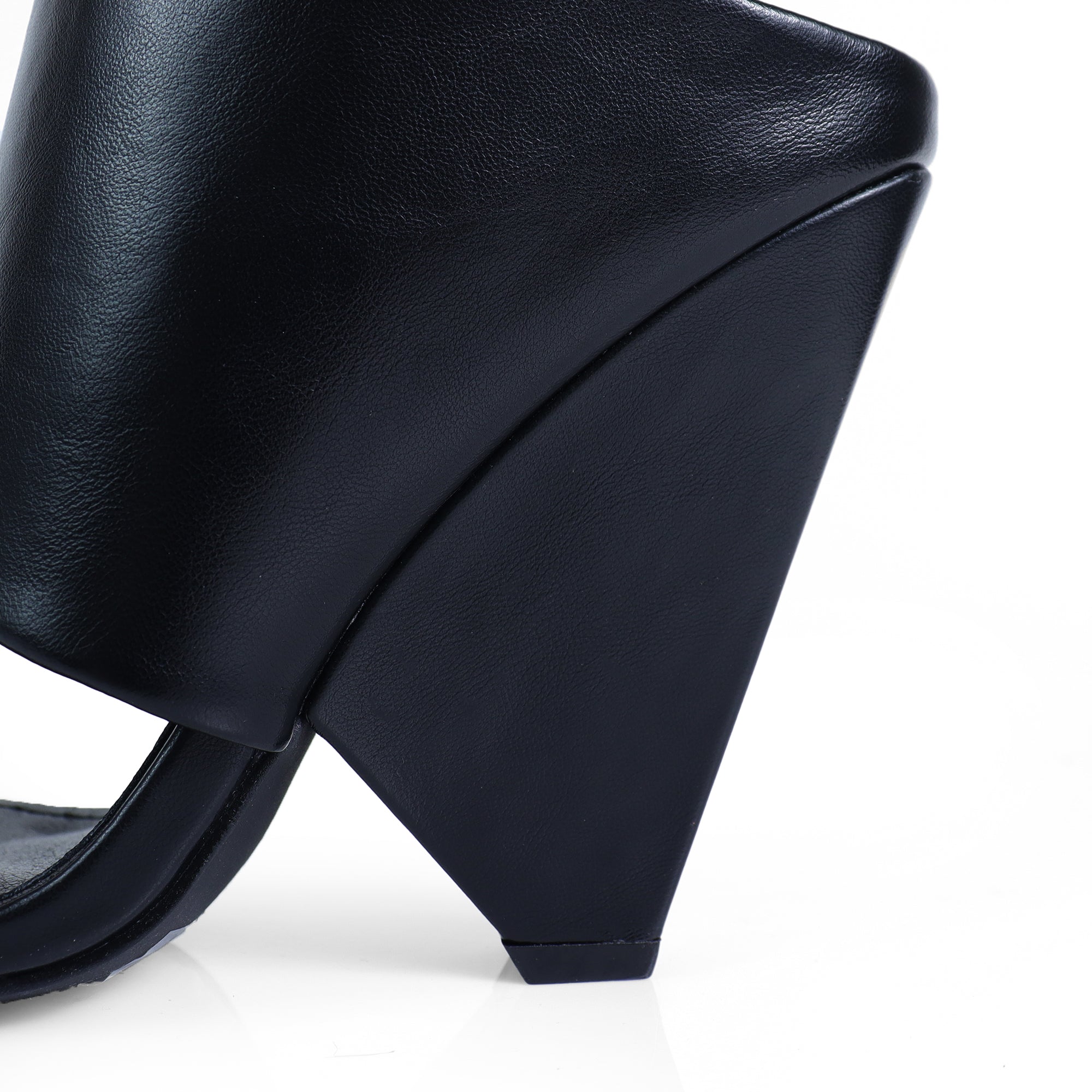 MAVERICK-1 OPEN TOE WEDGE SANDAL BLACK PU