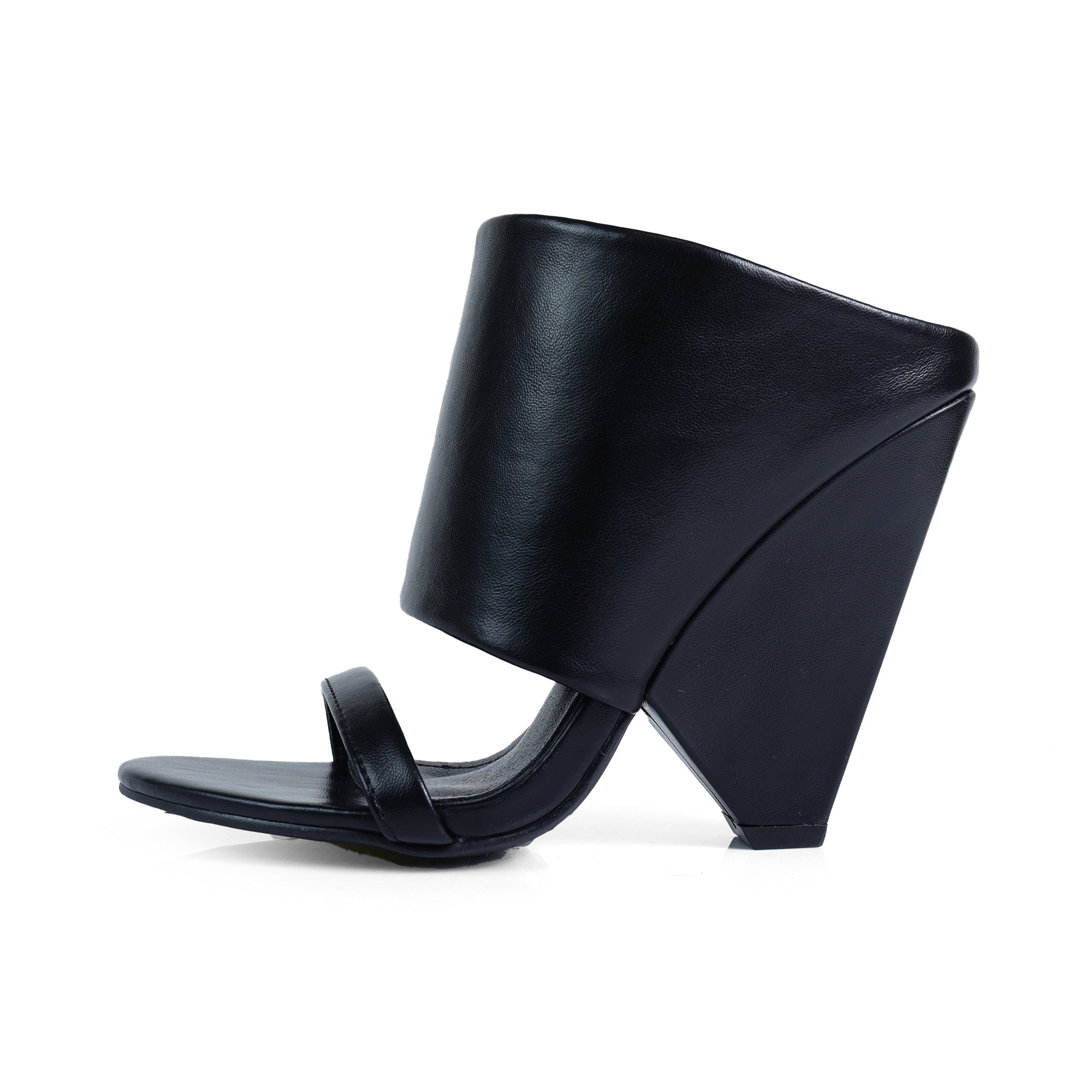 MAVERICK-1 OPEN TOE WEDGE SANDAL BLACK PU