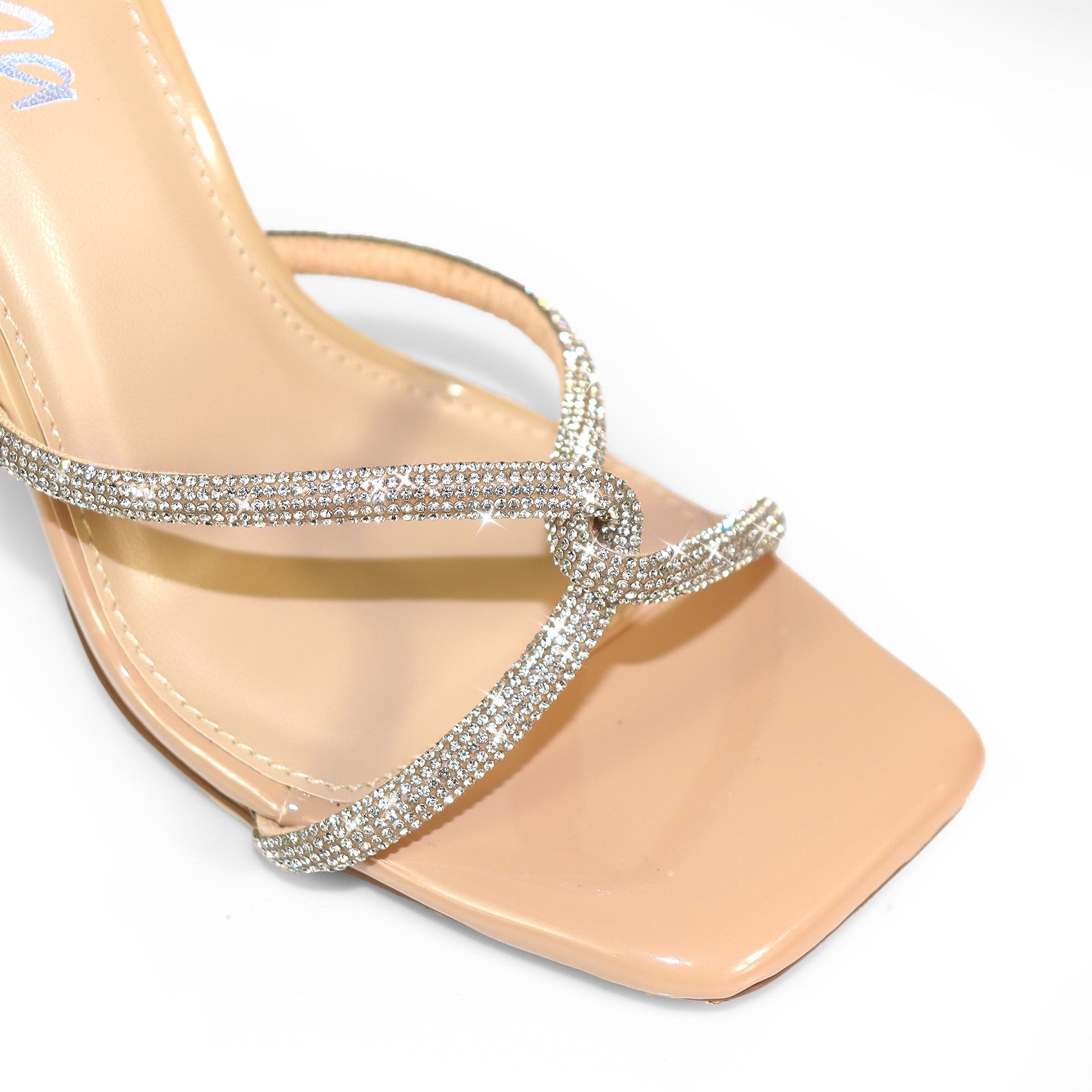 MAYAN-3 RHINESTONE  ANKLE STRAP HEEL NUDE