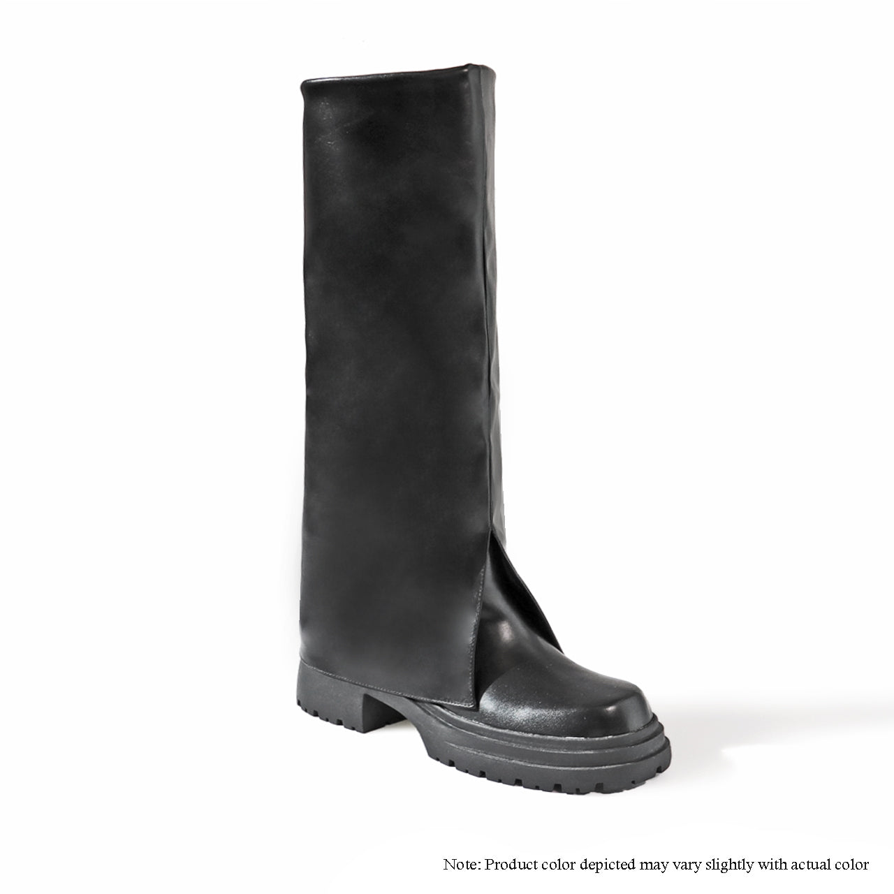 MCCRAY-1 ZIPPER BOOTS W/ FOLD UPPER - BLACK