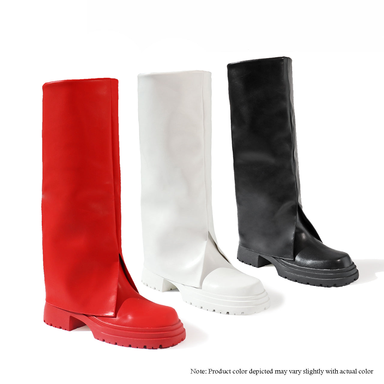 MCCRAY-1 ZIPPER BOOTS W/ FOLD UPPER - BLACK