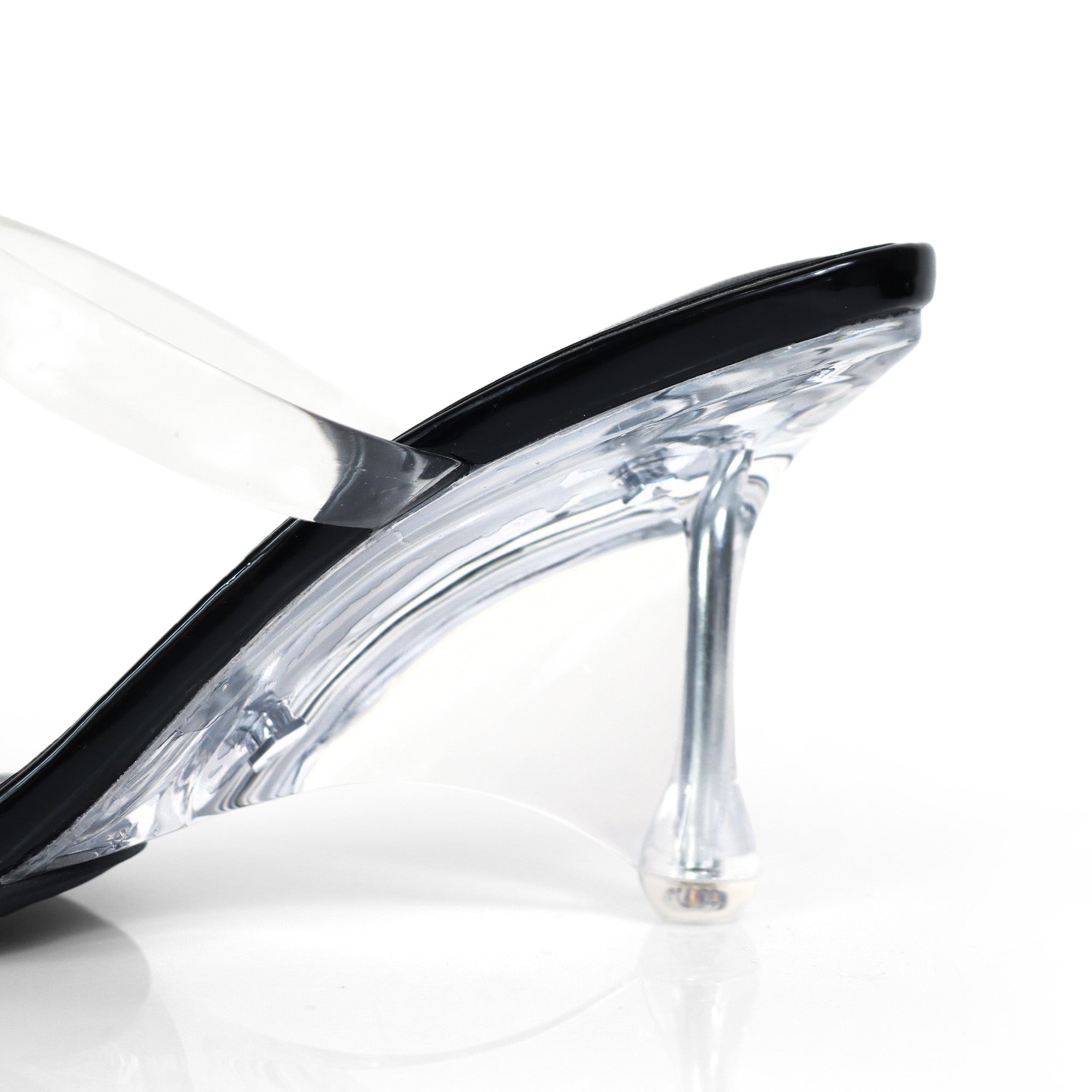 MEIJER-1 TRANSPARENTS STRAP W/ CLEAR HEEL BLACK
