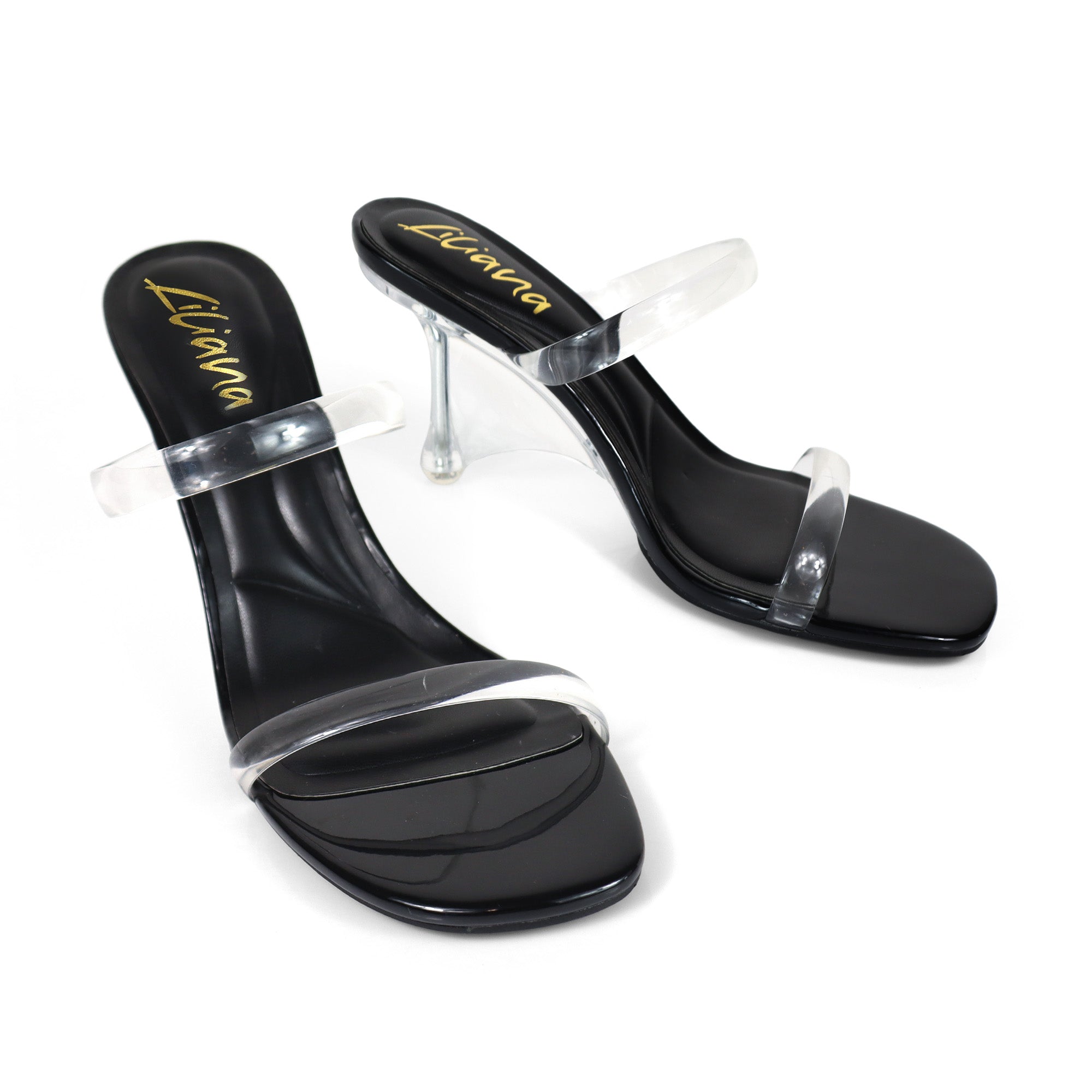 MEIJER-1 TRANSPARENTS STRAP W/ CLEAR HEEL BLACK