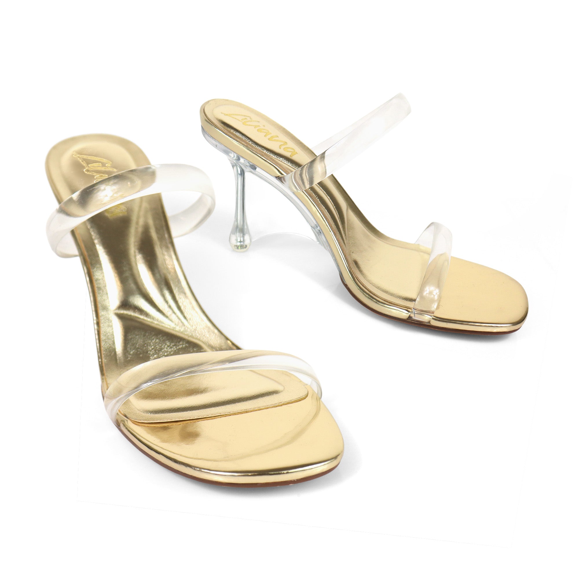 MEIJER-1 TRANSPARENTS STRAP W/ CLEAR HEEL GOLD