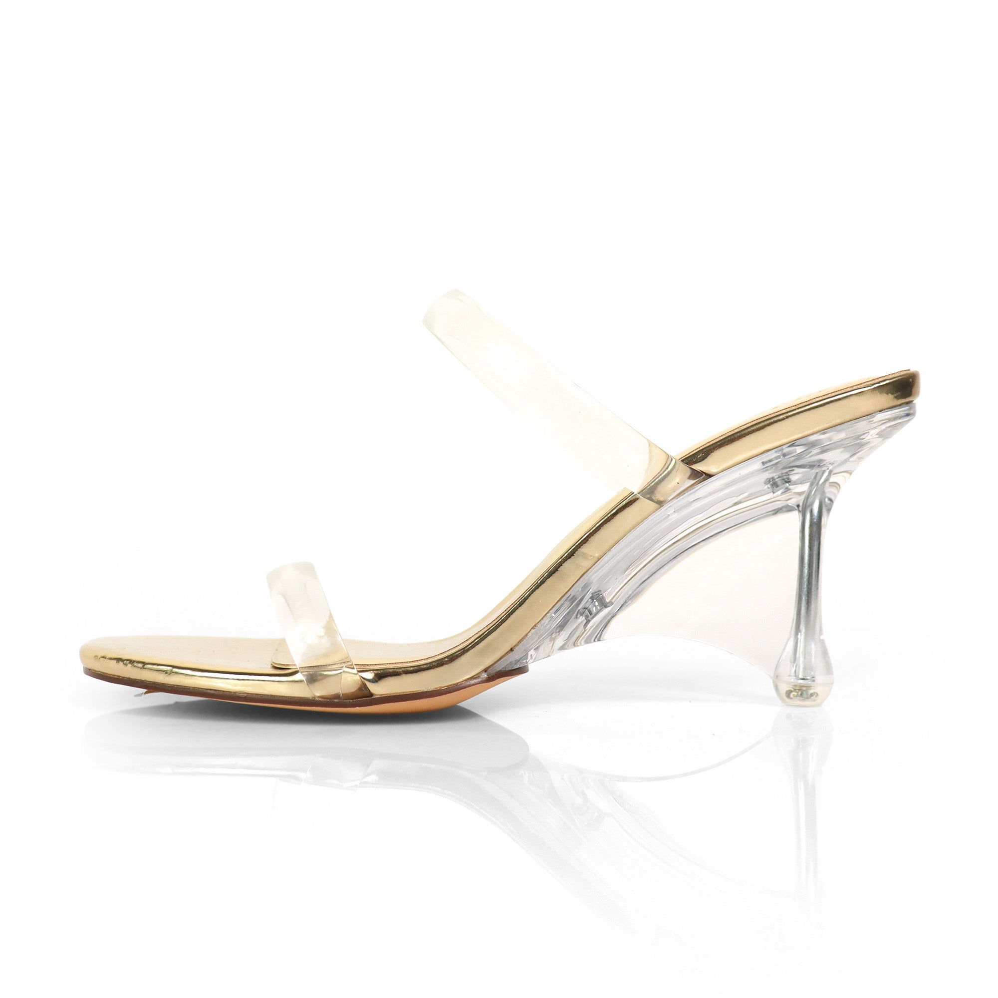 MEIJER-1 TRANSPARENTS STRAP W/ CLEAR HEEL GOLD