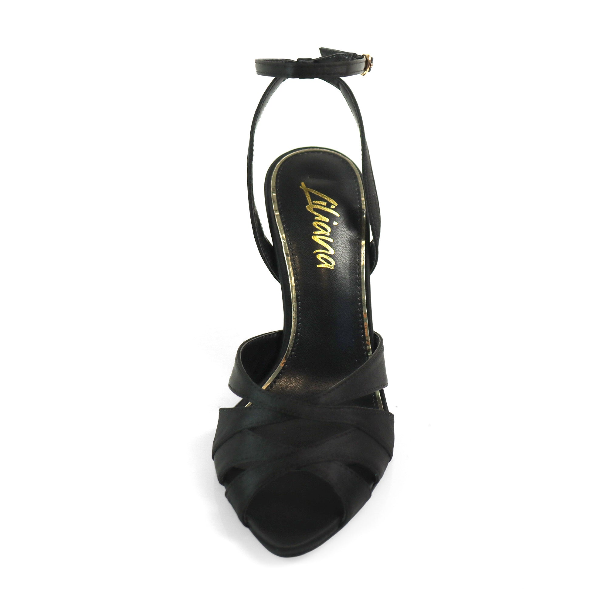 MELIA-1 STRAPPY CRISS-CROSSED OPEN-TOED HEEL WITH ANKLE STRAP BLACK