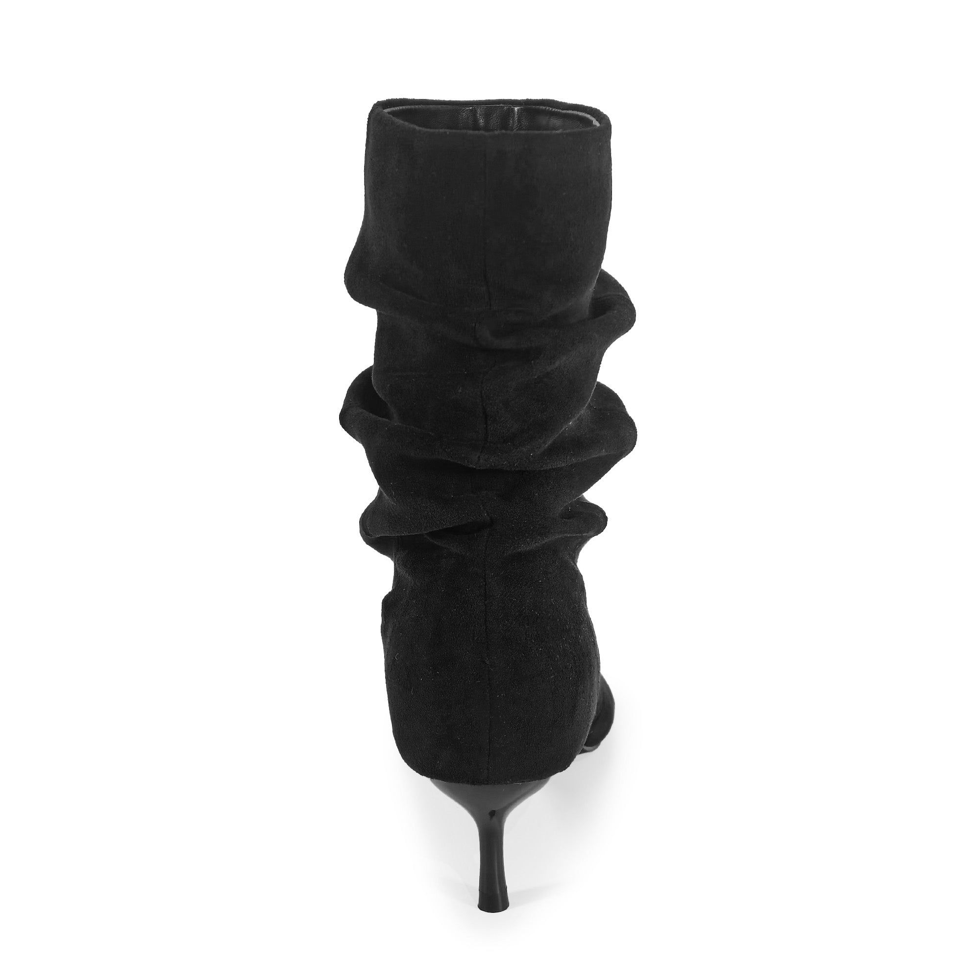 MIARA-1 POINTED TOE SLOUCH BOOTI W/ KITTEN HEEL BLACK