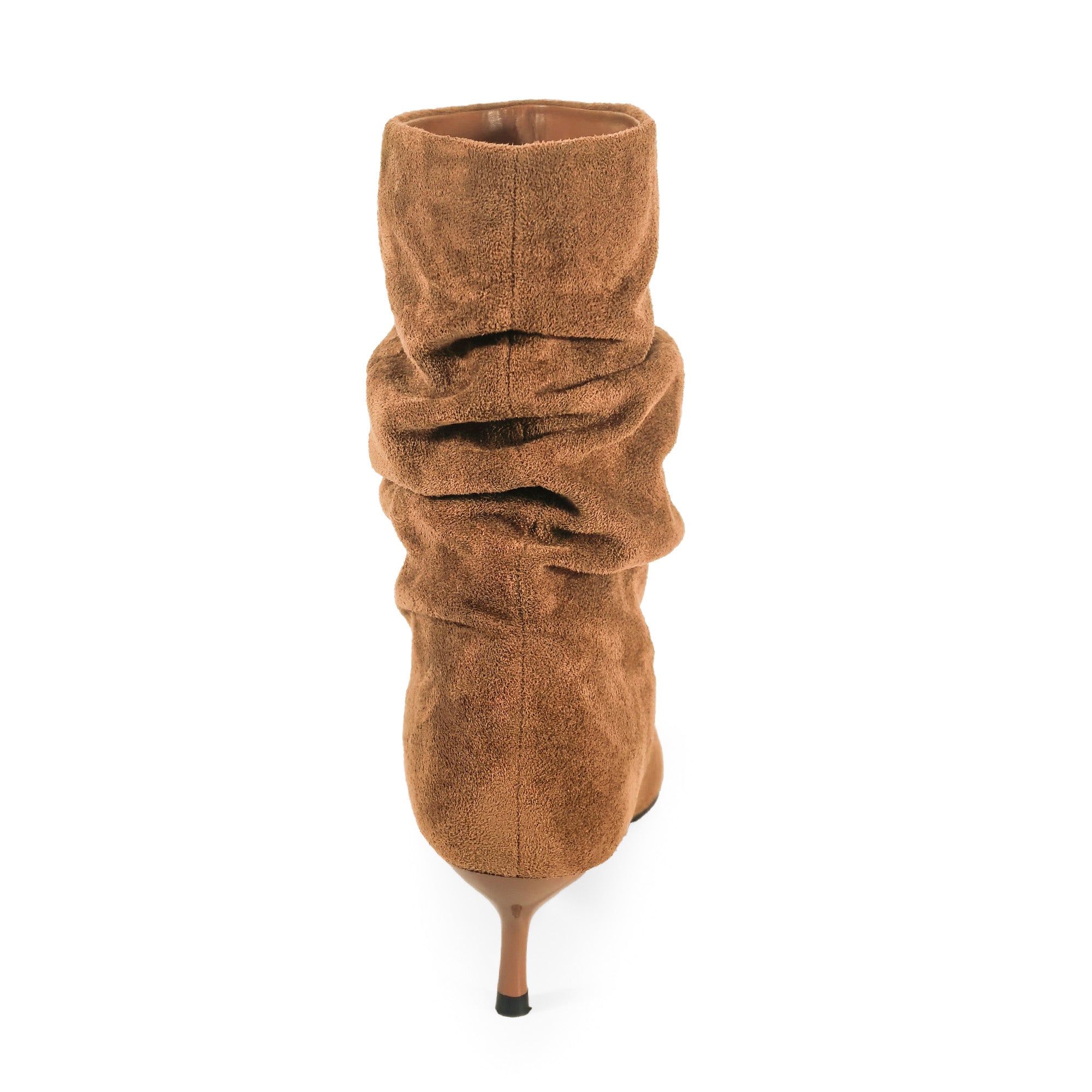MIARA-1 POINTED TOE SLOUCH BOOTI W/ KITTEN HEEL TAN