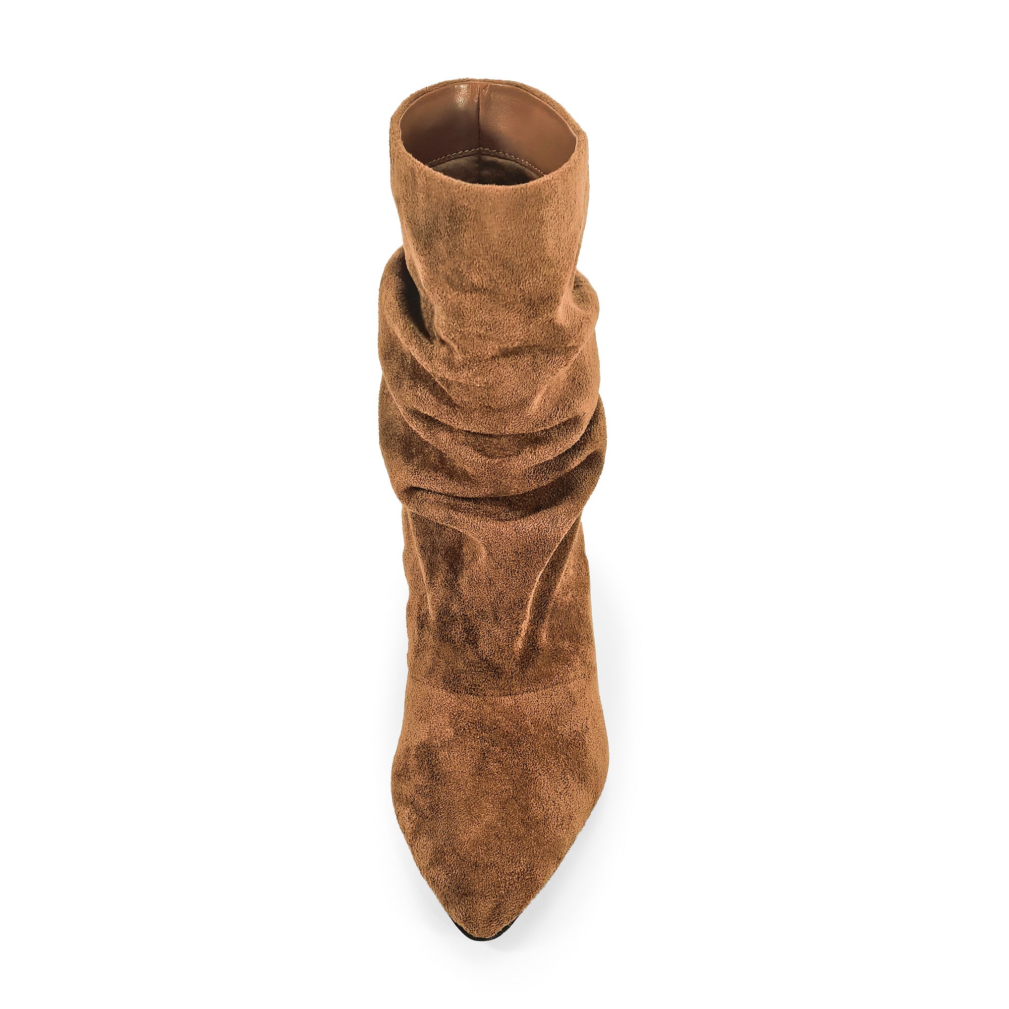 MIARA-1 POINTED TOE SLOUCH BOOTI W/ KITTEN HEEL TAN