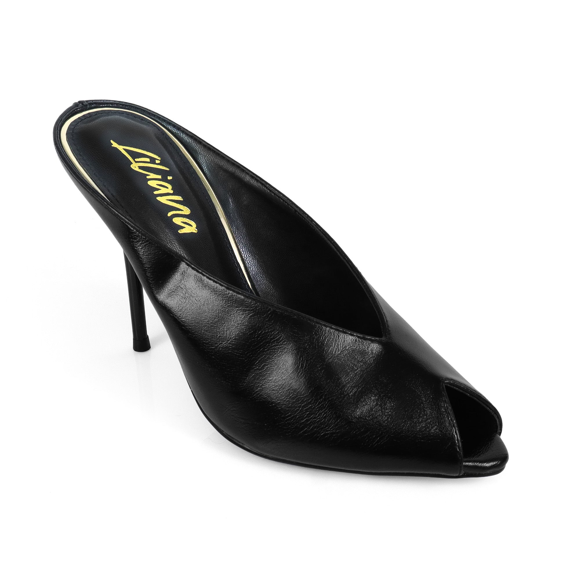 MILAN-1 PEEP TOE ANKLE STRAP HEEL BLACK