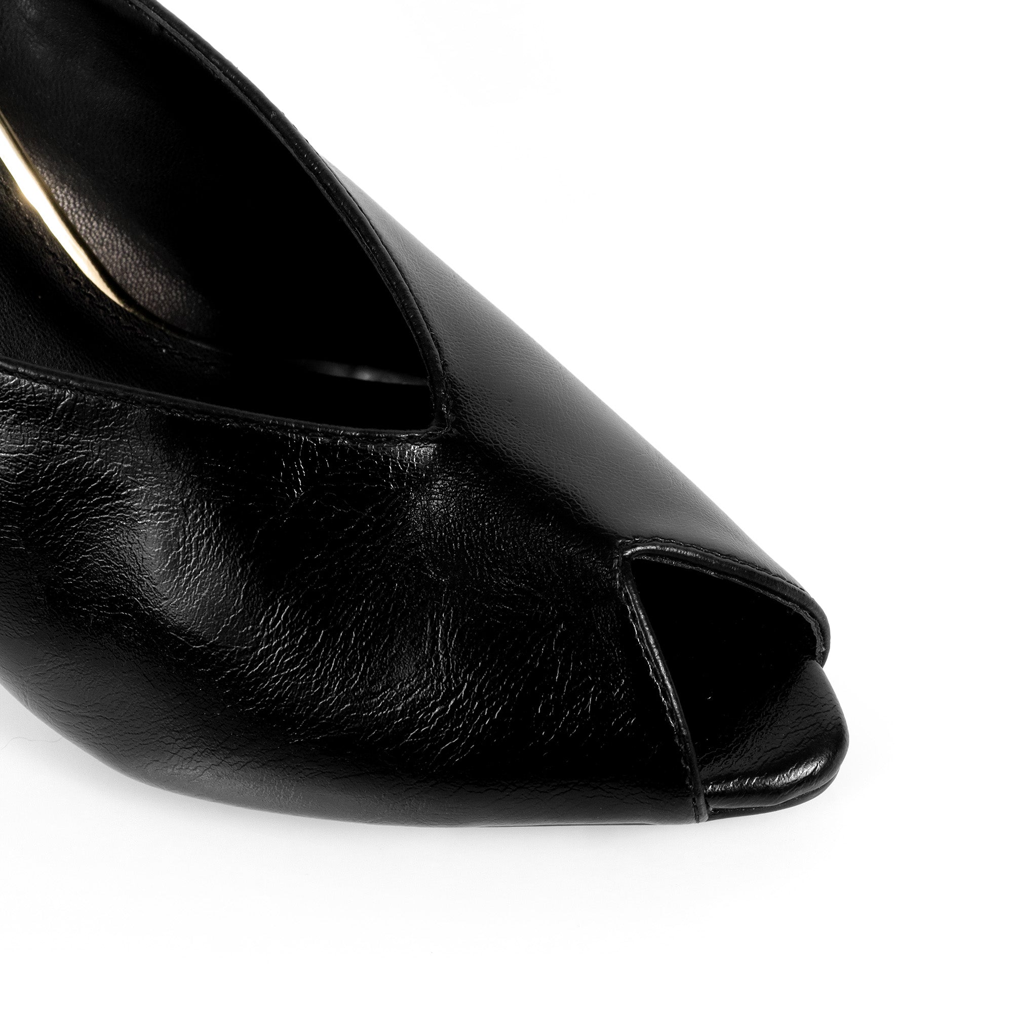 MILAN-1 PEEP TOE ANKLE STRAP HEEL BLACK