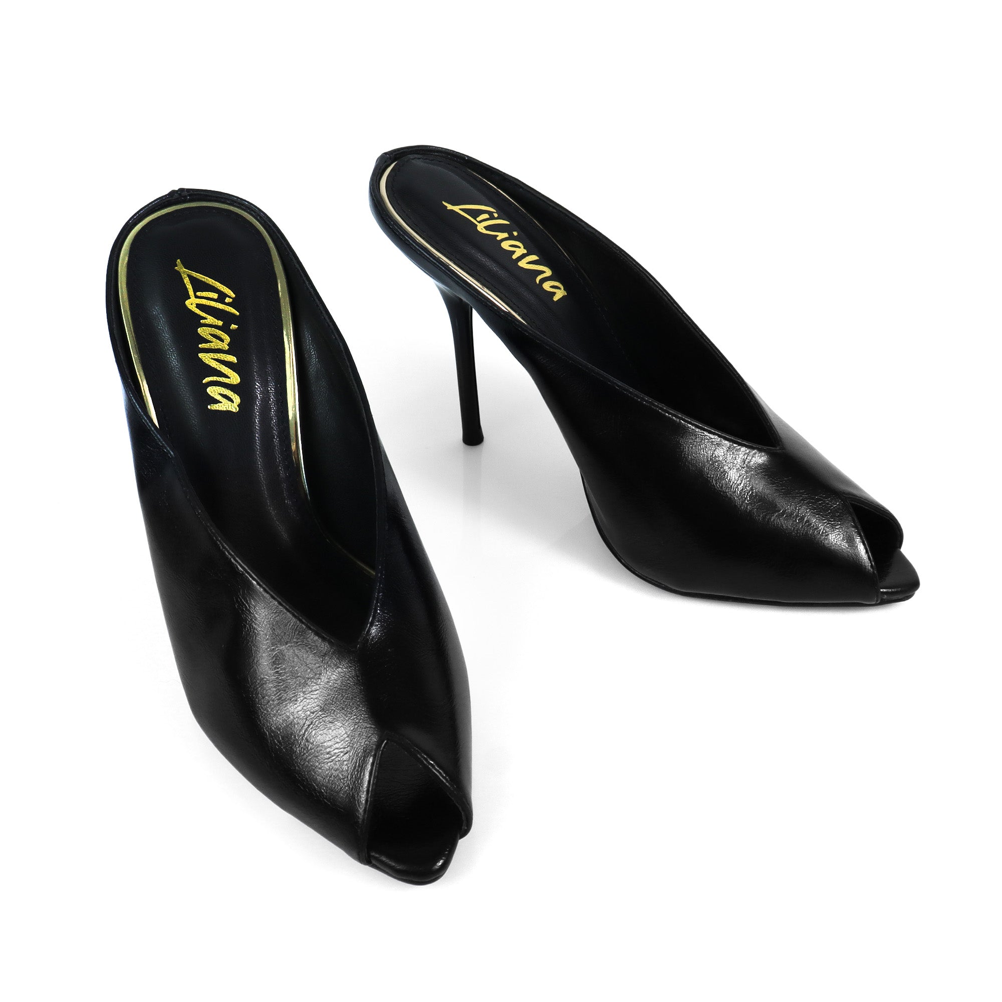 MILAN-1 PEEP TOE ANKLE STRAP HEEL BLACK