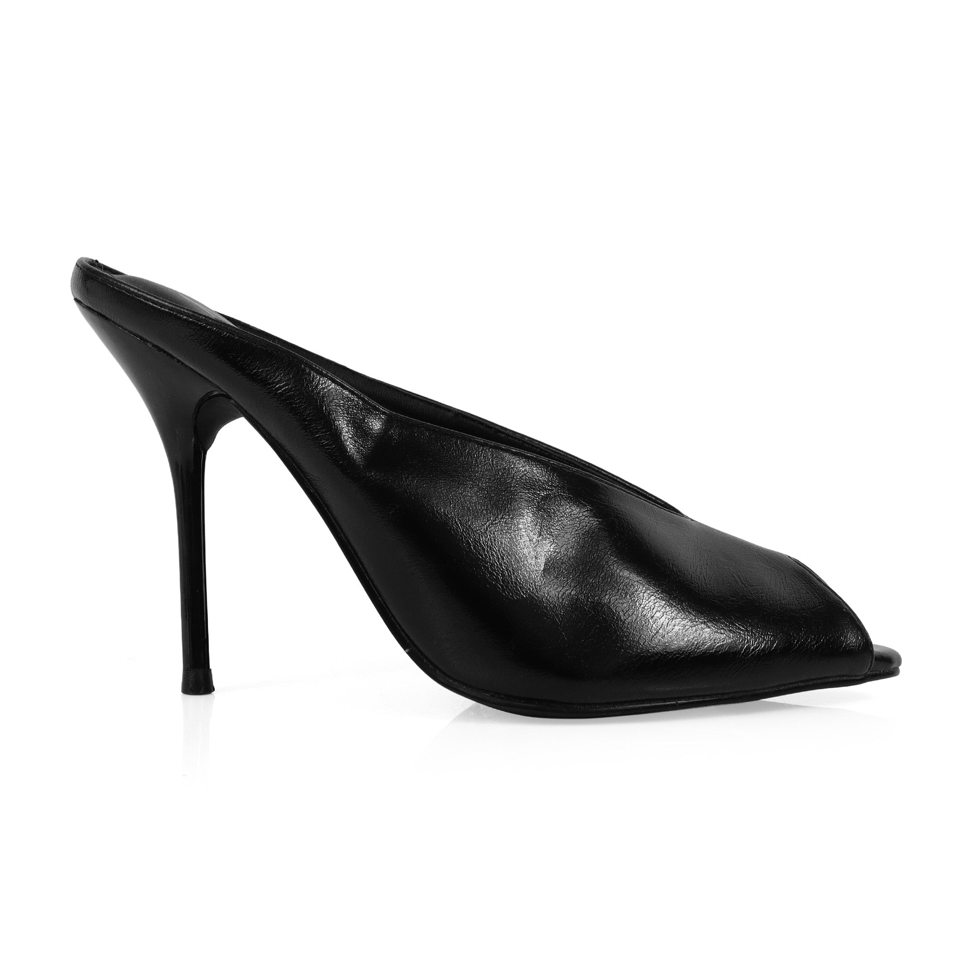 MILAN-1 PEEP TOE ANKLE STRAP HEEL BLACK
