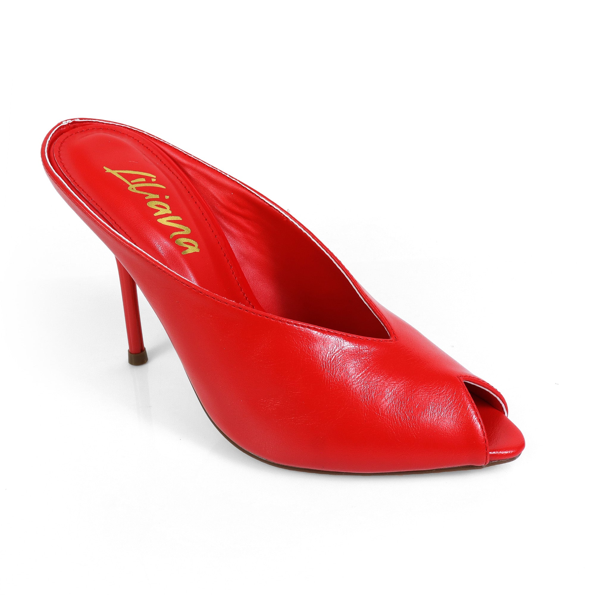 MILAN-1 PEEP TOE ANKLE STRAP HEEL RED