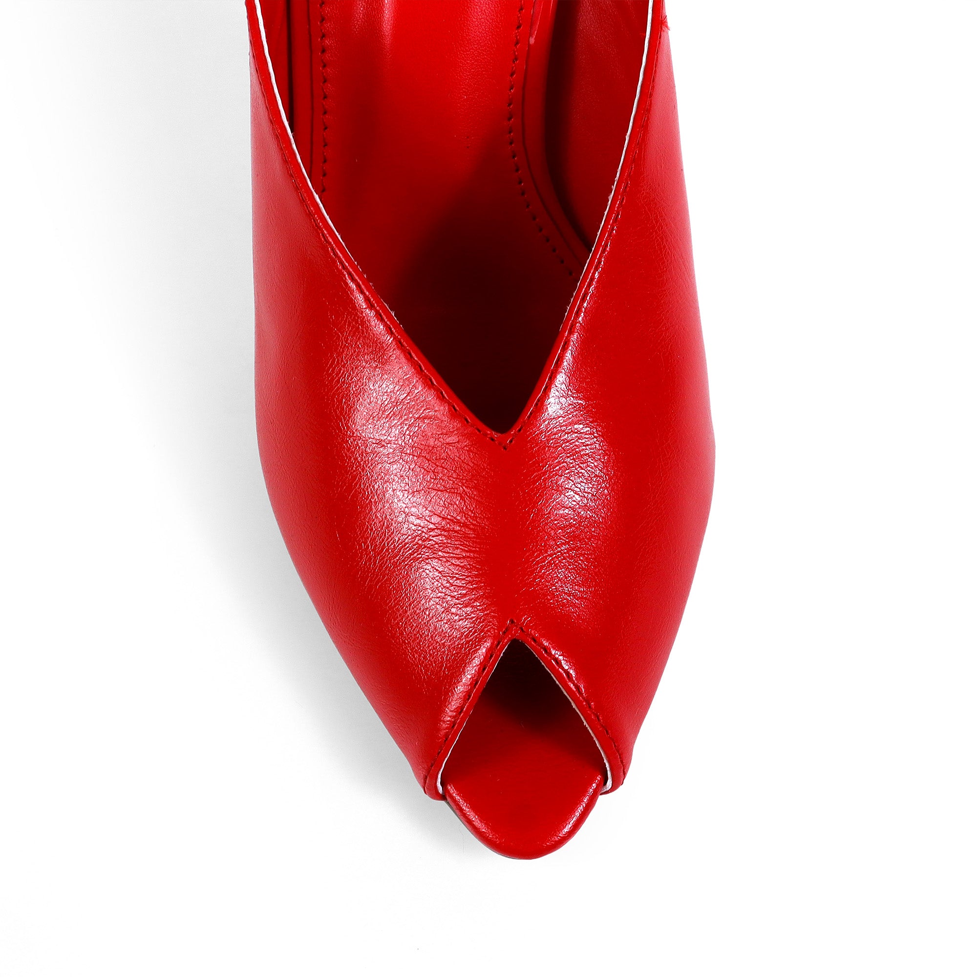 MILAN-1 PEEP TOE ANKLE STRAP HEEL RED