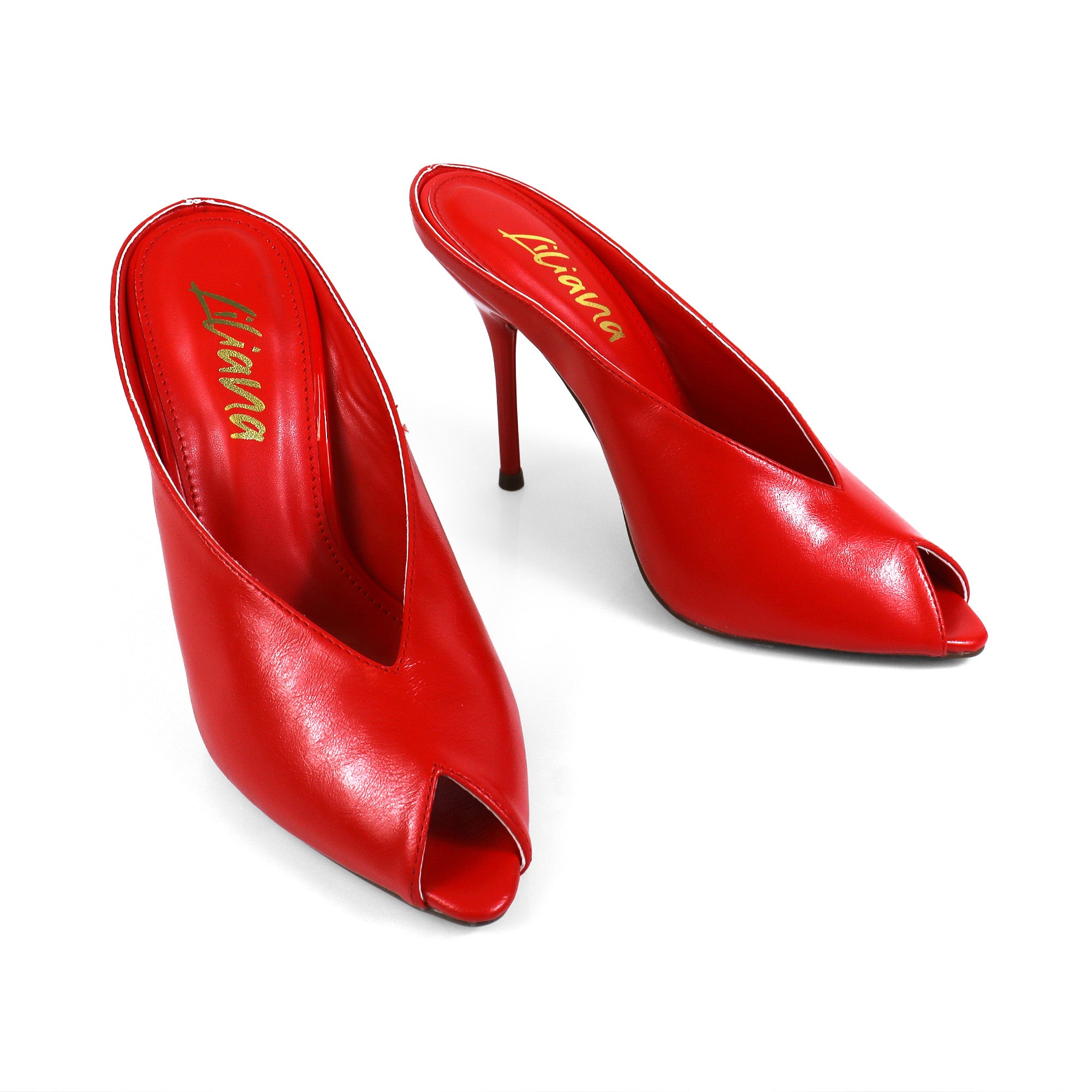 MILAN-1 PEEP TOE ANKLE STRAP HEEL RED