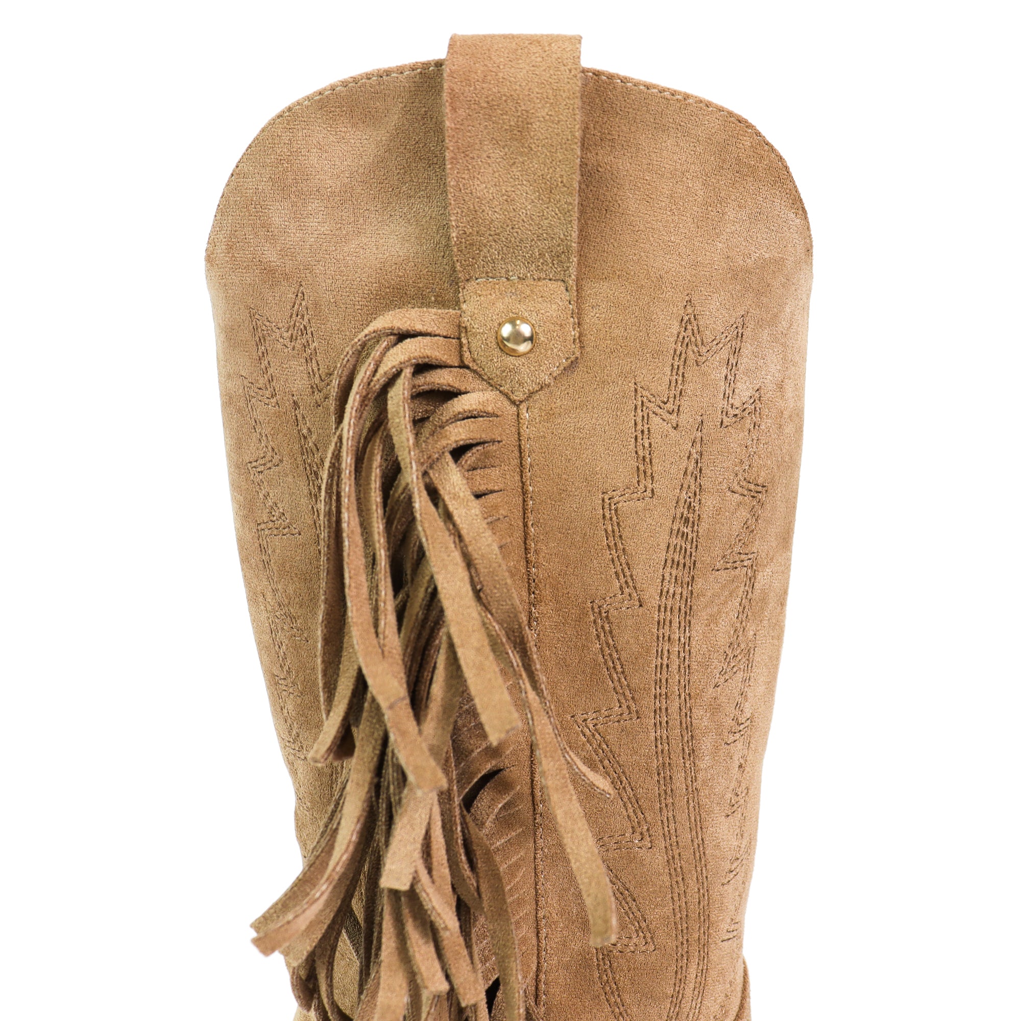 MILLIE-1 FRINGE BOOTS W/ HEEL TAN