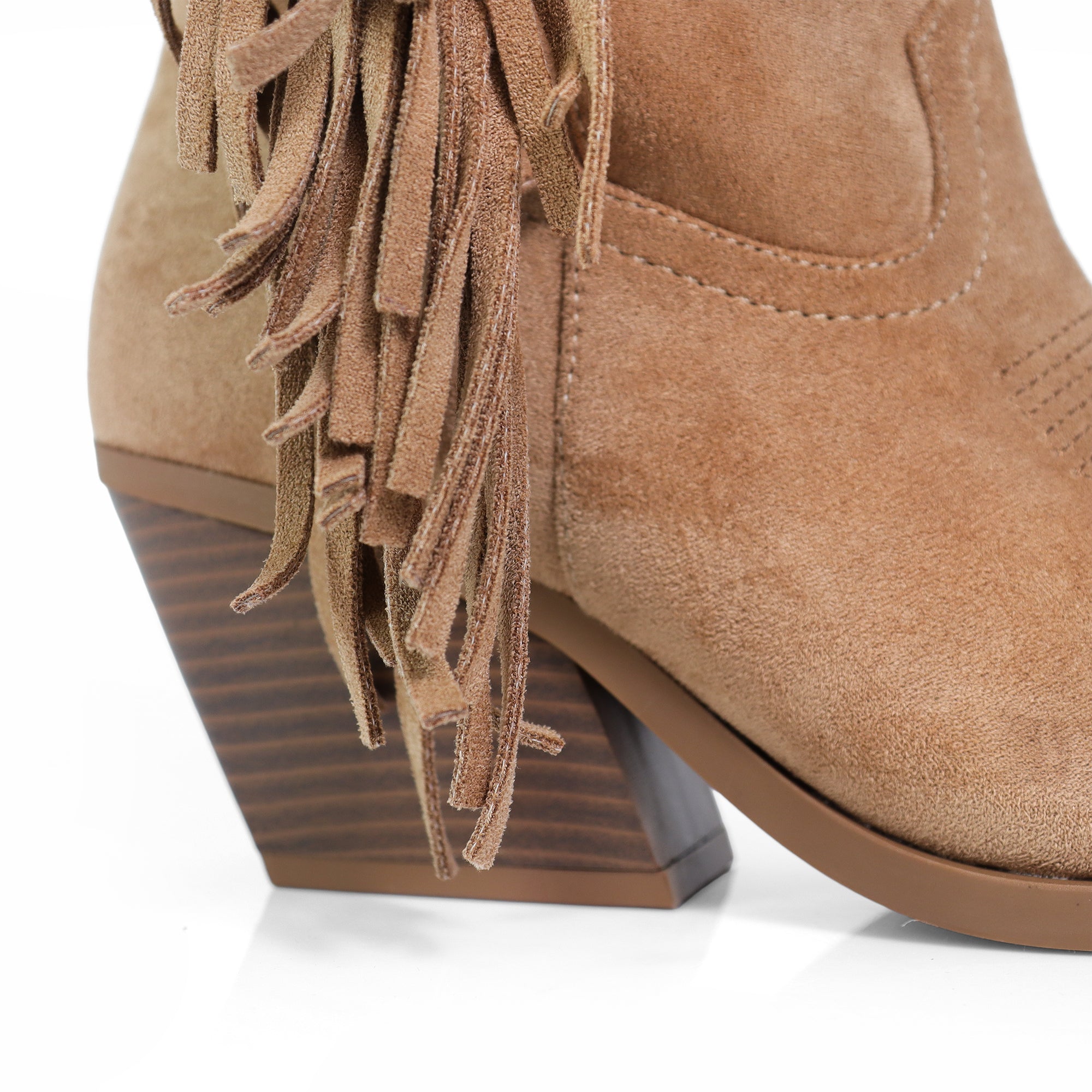 MILLIE-1 FRINGE BOOTS W/ HEEL TAN