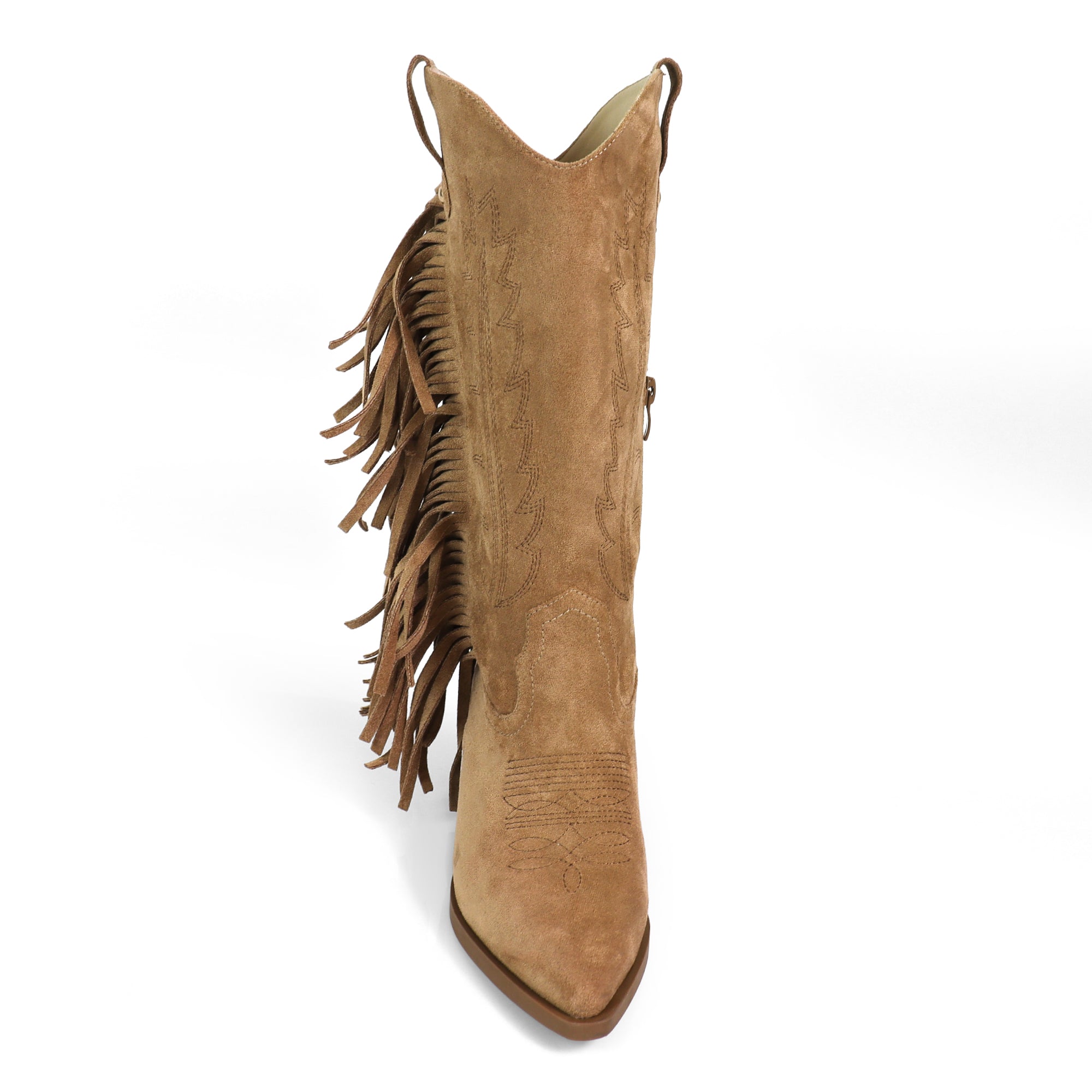 MILLIE-1 FRINGE BOOTS W/ HEEL TAN