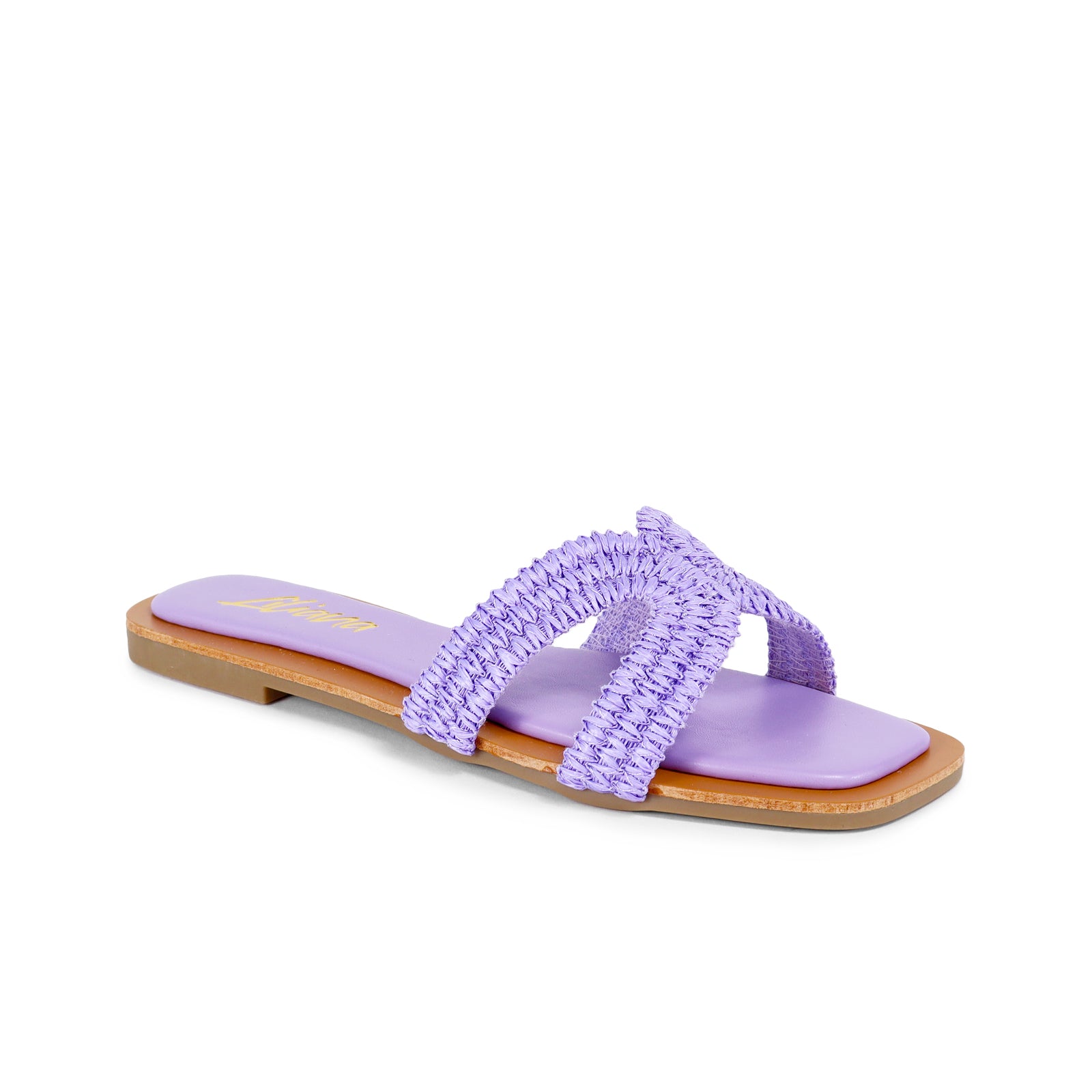 MINDEE-5 OPEN TOES RAFFIA SLIDE WITH SLIP ON-LILAC