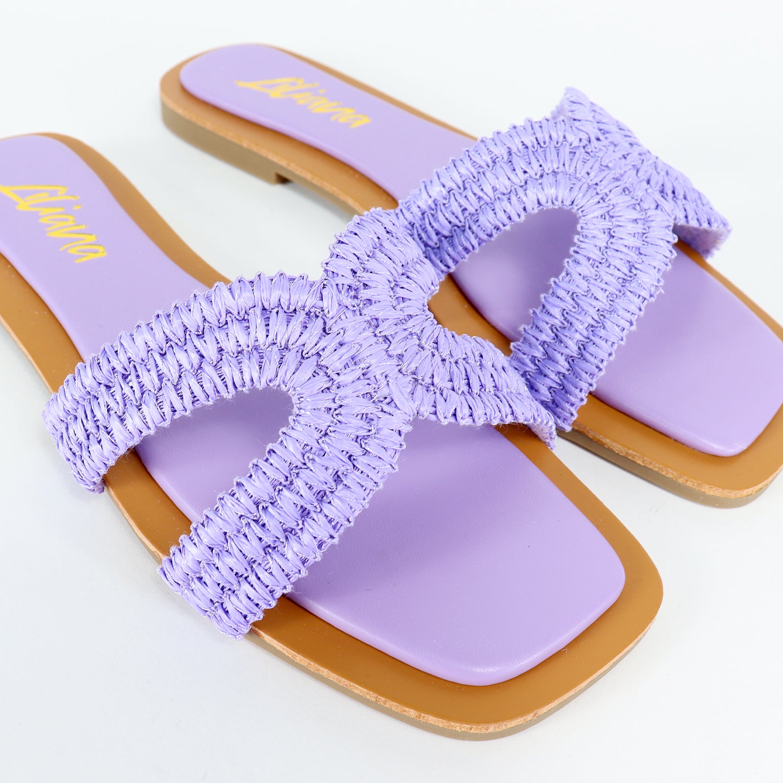 MINDEE-5 OPEN TOES RAFFIA SLIDE WITH SLIP ON-LILAC