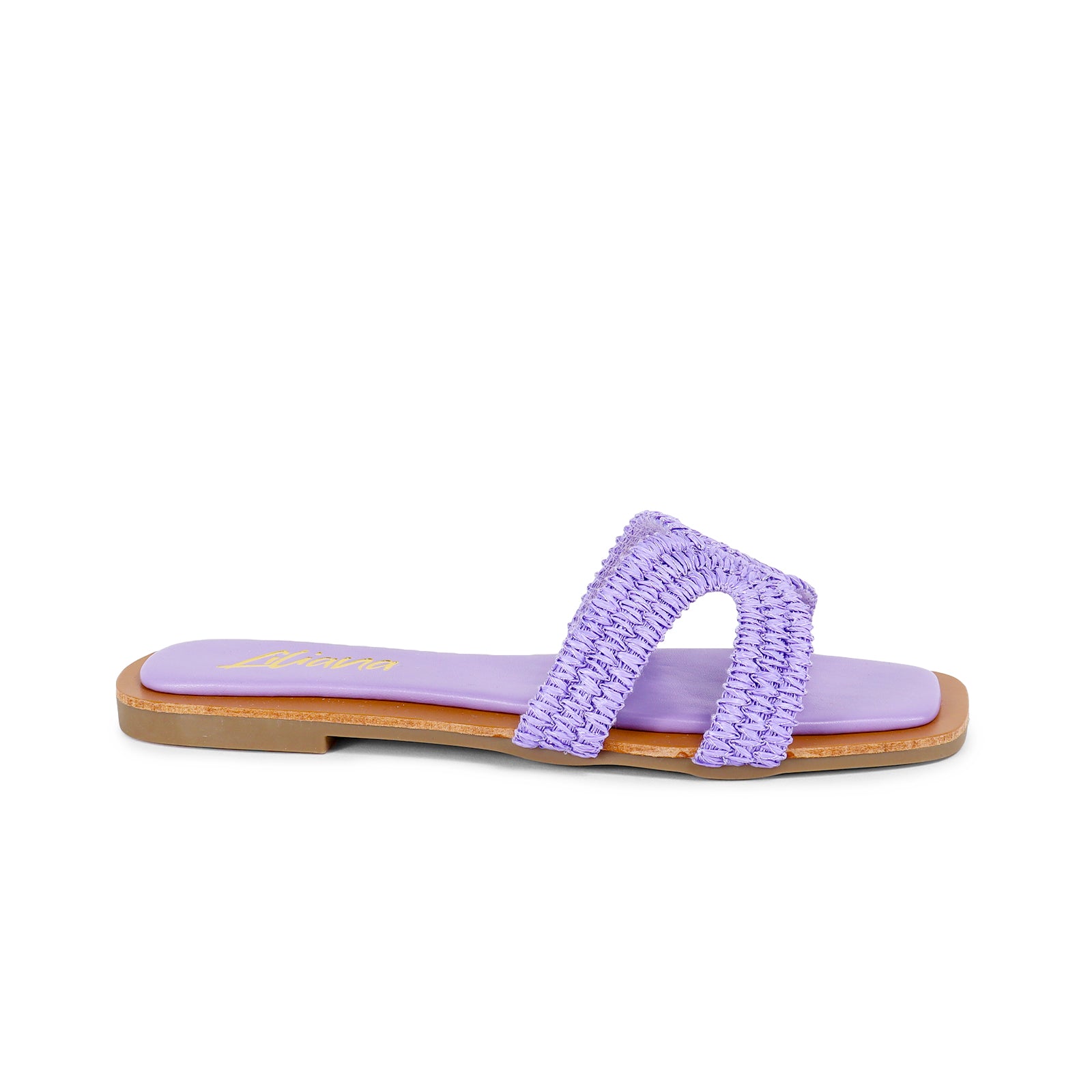 MINDEE-5 OPEN TOES RAFFIA SLIDE WITH SLIP ON-LILAC