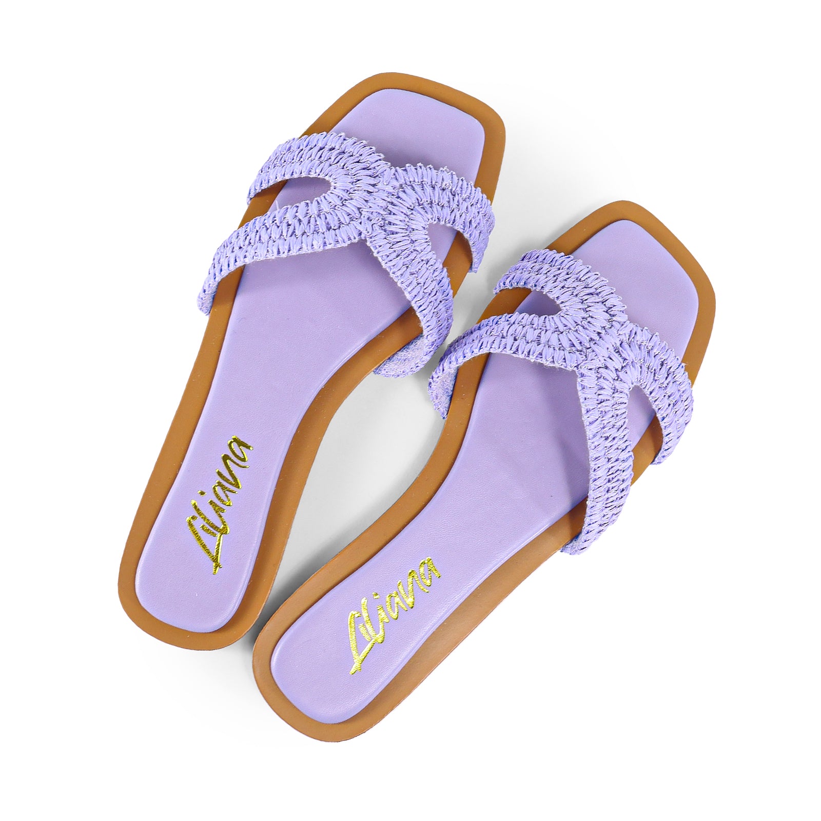 MINDEE-5 OPEN TOES RAFFIA SLIDE WITH SLIP ON-LILAC