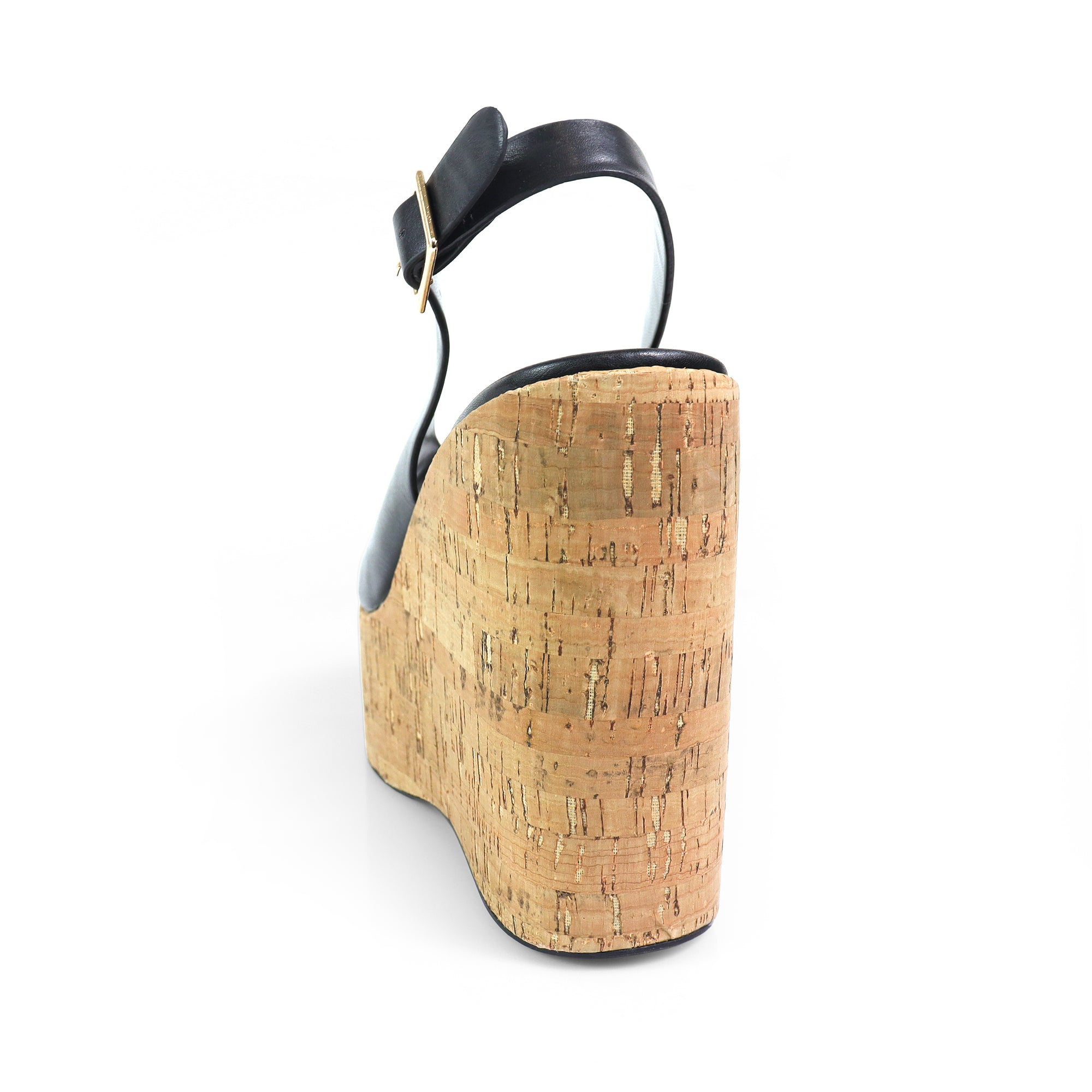 MIO-1 CRISS CROSS CORK SLINGBACK  WEDGE BLACK